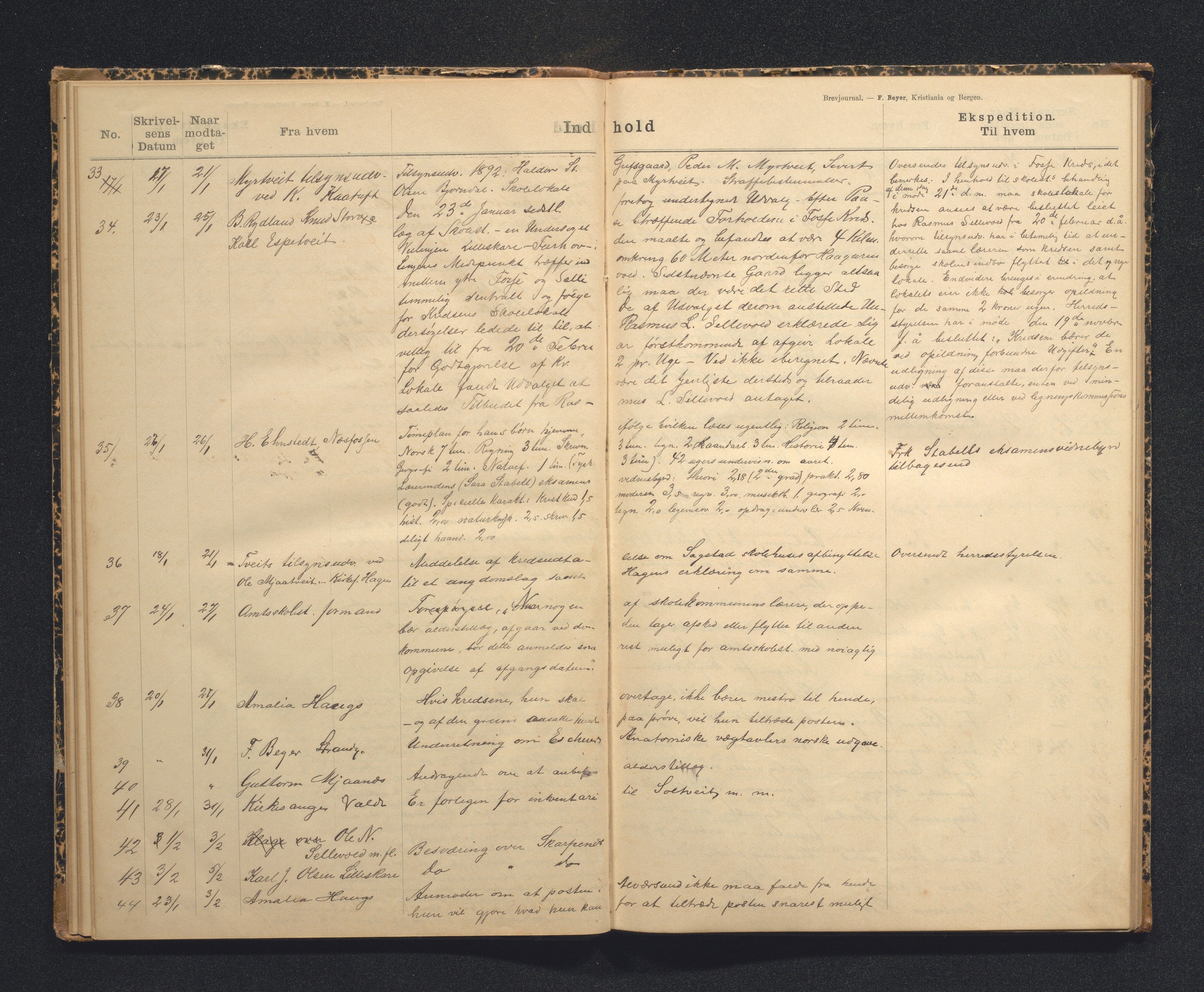 Alversund kommune. Skulestyret, IKAH/1257-211/C/Ca/L0001: Brevjournal for Alversund skulestyre, 1889-1899