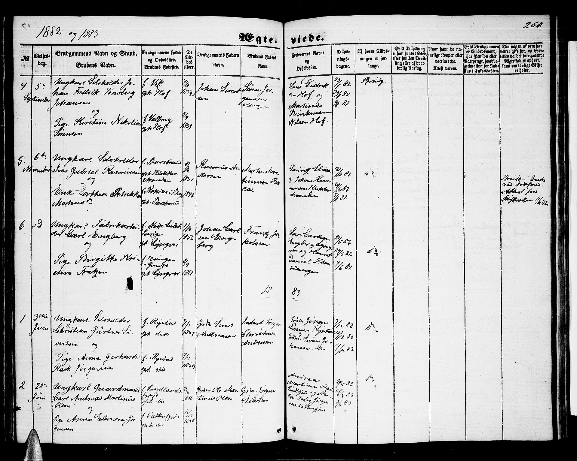 Ministerialprotokoller, klokkerbøker og fødselsregistre - Nordland, AV/SAT-A-1459/876/L1102: Klokkerbok nr. 876C01, 1852-1886, s. 268