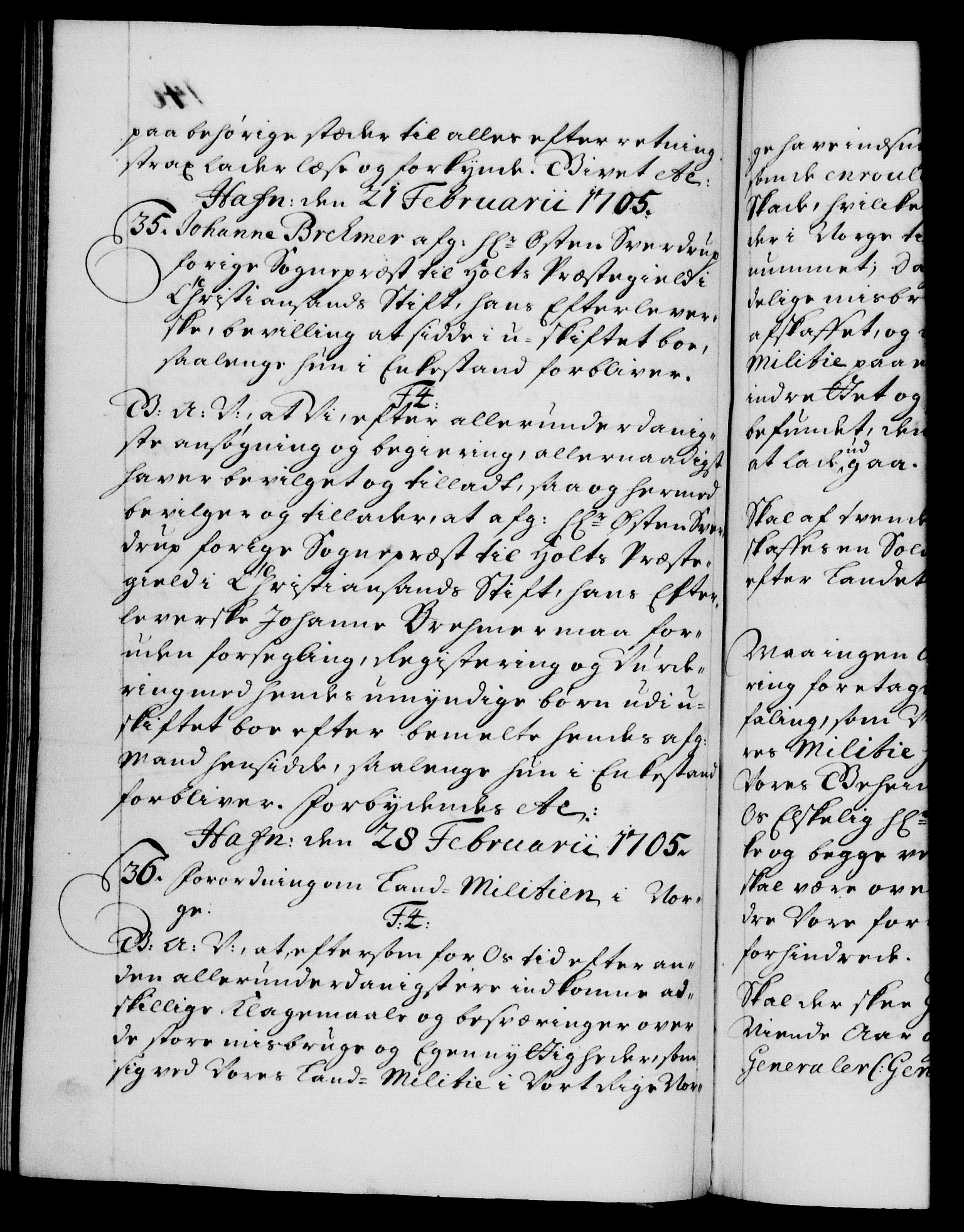 Danske Kanselli 1572-1799, RA/EA-3023/F/Fc/Fca/Fcaa/L0019: Norske registre, 1704-1707, s. 140b
