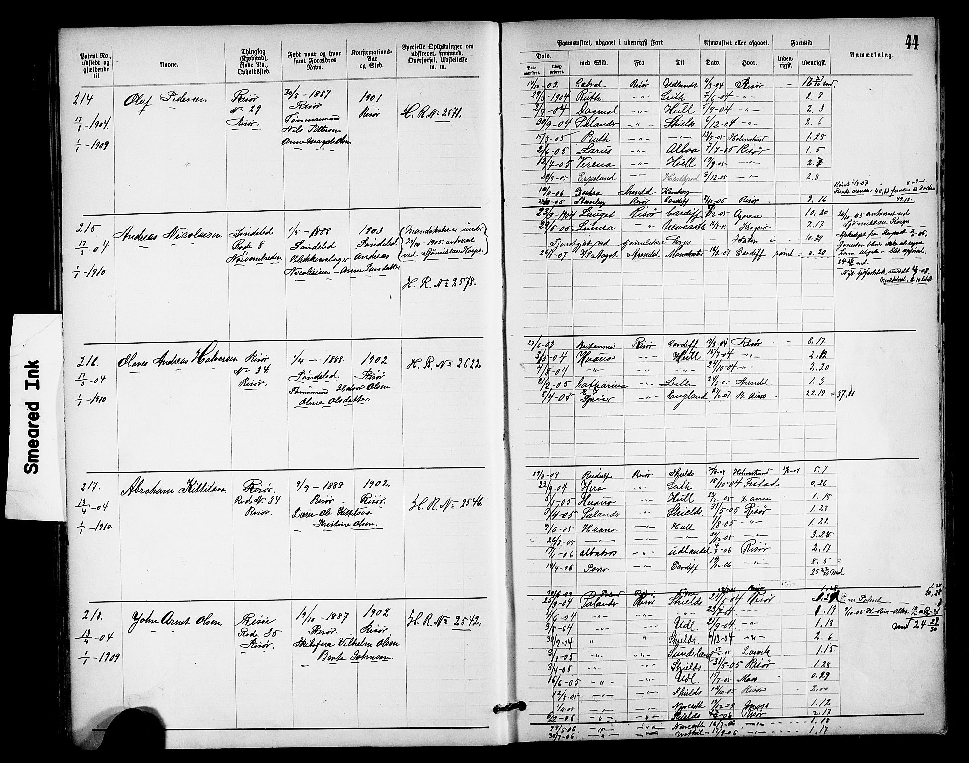 Risør mønstringskrets, AV/SAK-2031-0010/F/Fa/L0004: Annotasjonsrulle nr 1914-1915 og nr 1-477, T-8, 1899-1911, s. 46