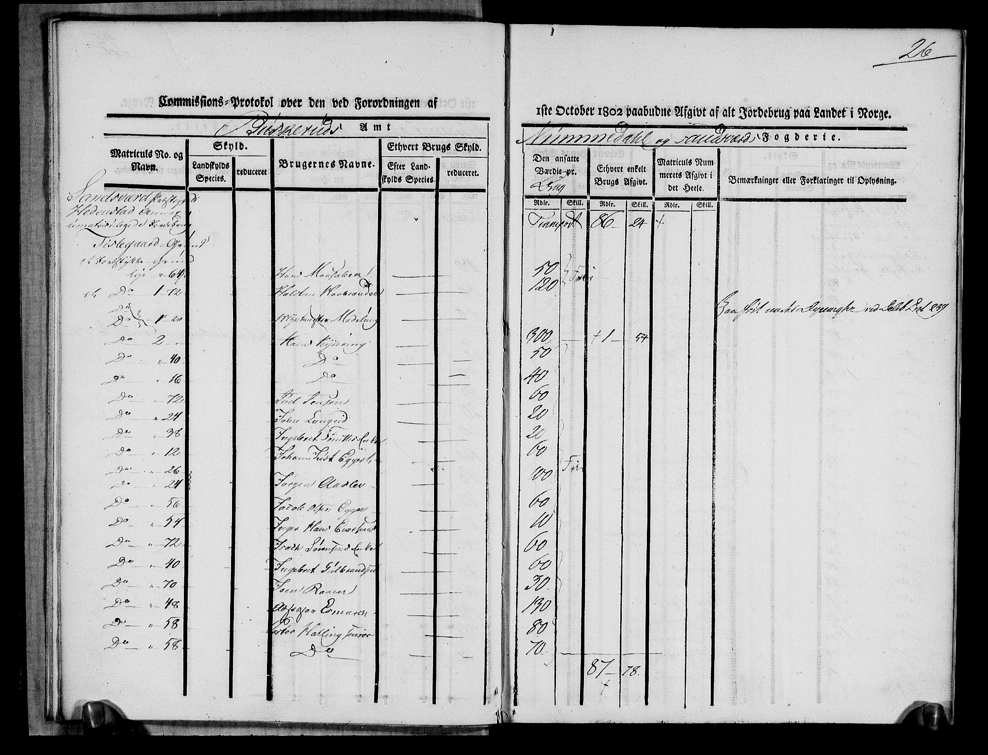 Rentekammeret inntil 1814, Realistisk ordnet avdeling, RA/EA-4070/N/Ne/Nea/L0052: Numedal og Sandsvær fogderi. Kommisjonsprotokoll over umatrikulerte jordbruk i Hedenstad anneks, 1803, s. 28