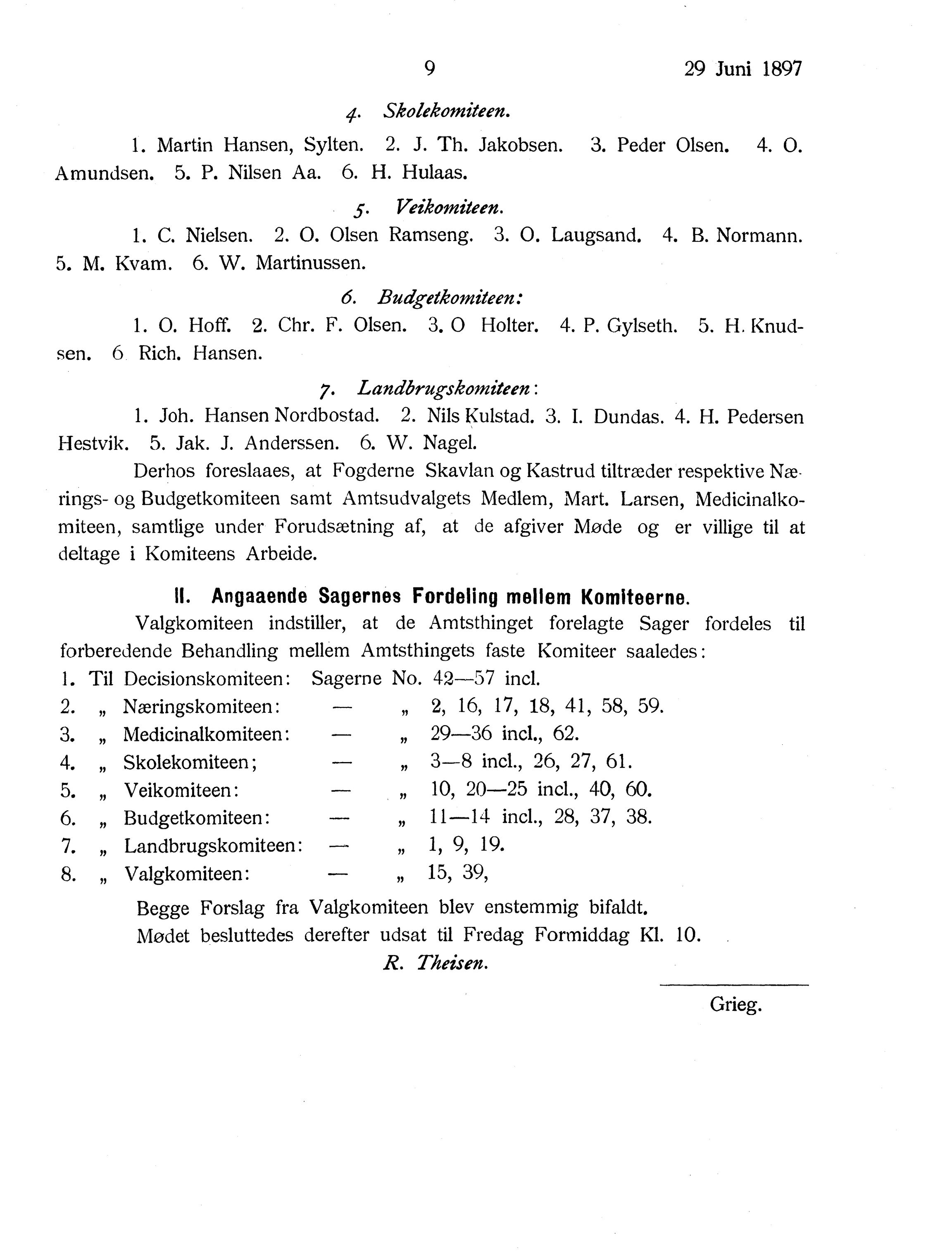 Nordland Fylkeskommune. Fylkestinget, AIN/NFK-17/176/A/Ac/L0020: Fylkestingsforhandlinger 1897, 1897