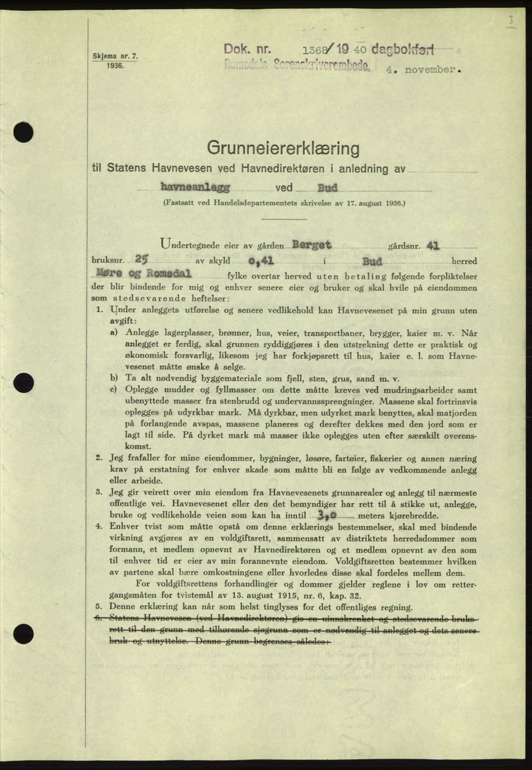 Romsdal sorenskriveri, SAT/A-4149/1/2/2C: Pantebok nr. A9, 1940-1941, Dagboknr: 1368/1940