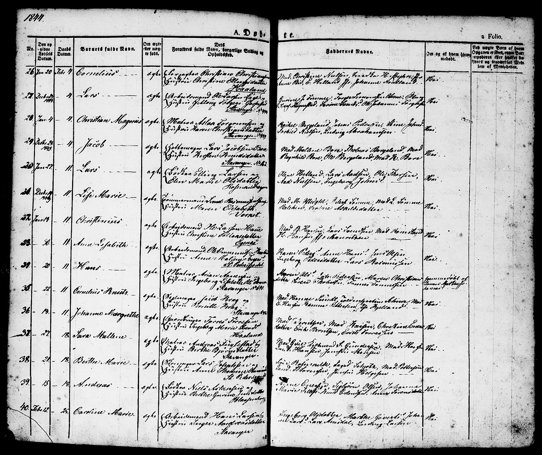 Domkirken sokneprestkontor, AV/SAST-A-101812/001/30/30BA/L0011: Ministerialbok nr. A 11, 1832-1856