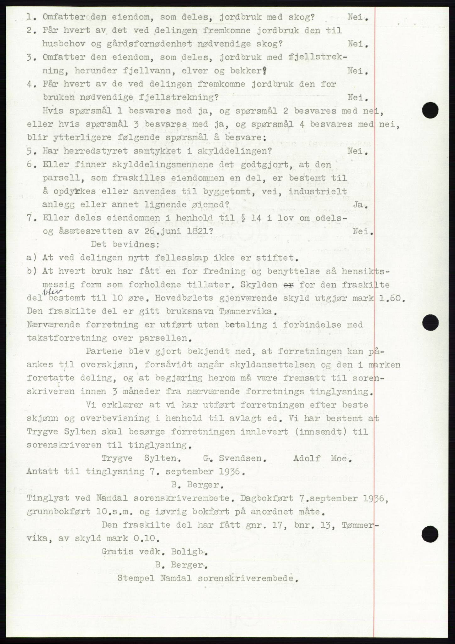 Namdal sorenskriveri, AV/SAT-A-4133/1/2/2C: Pantebok nr. -, 1935-1936, Tingl.dato: 07.09.1936