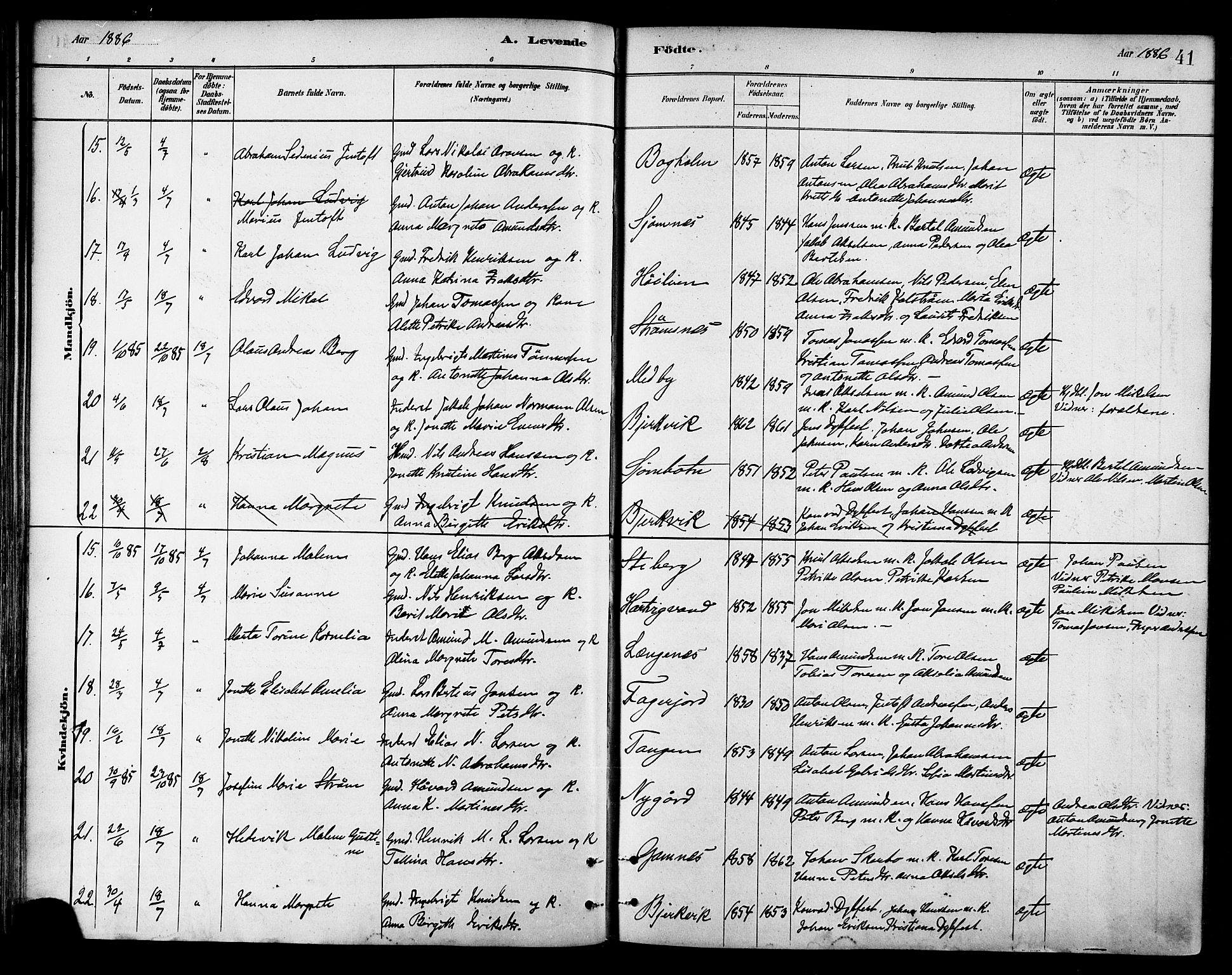 Ministerialprotokoller, klokkerbøker og fødselsregistre - Nordland, AV/SAT-A-1459/866/L0938: Ministerialbok nr. 866A01, 1879-1893, s. 41