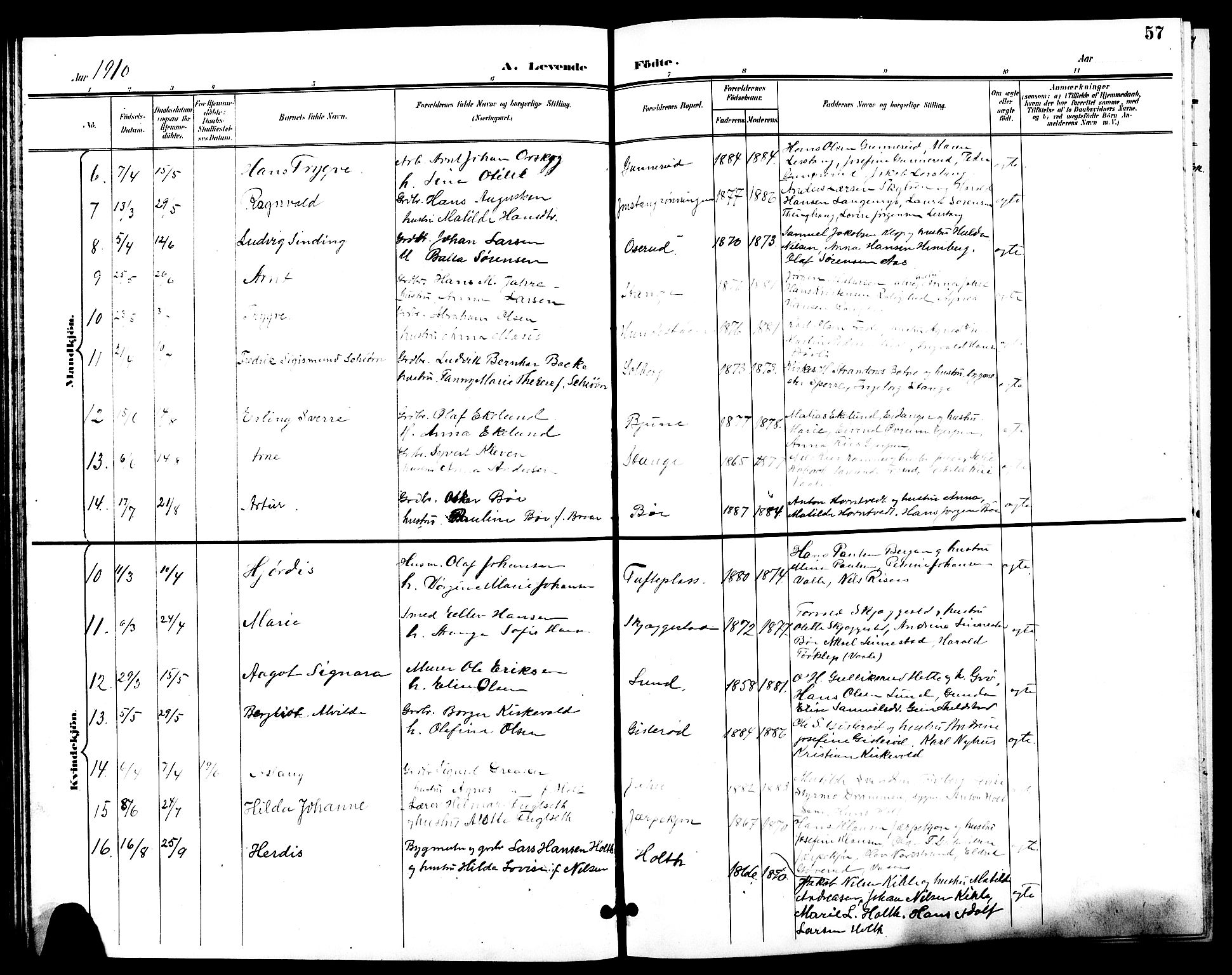 Ramnes kirkebøker, AV/SAKO-A-314/G/Ga/L0004: Klokkerbok nr. I 4, 1896-1911, s. 57