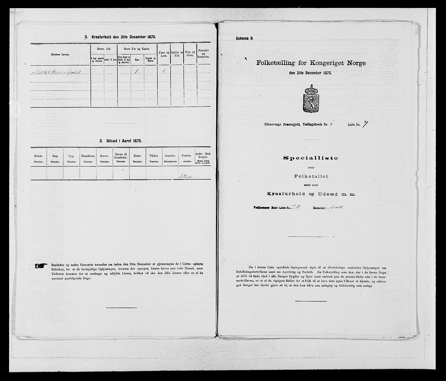 SAB, Folketelling 1875 for 1230P Ullensvang prestegjeld, 1875, s. 515