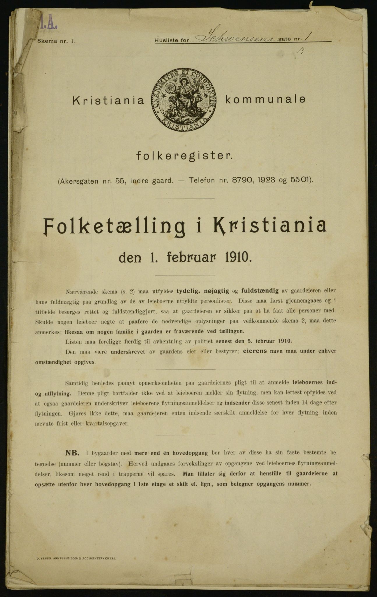 OBA, Kommunal folketelling 1.2.1910 for Kristiania, 1910, s. 88499