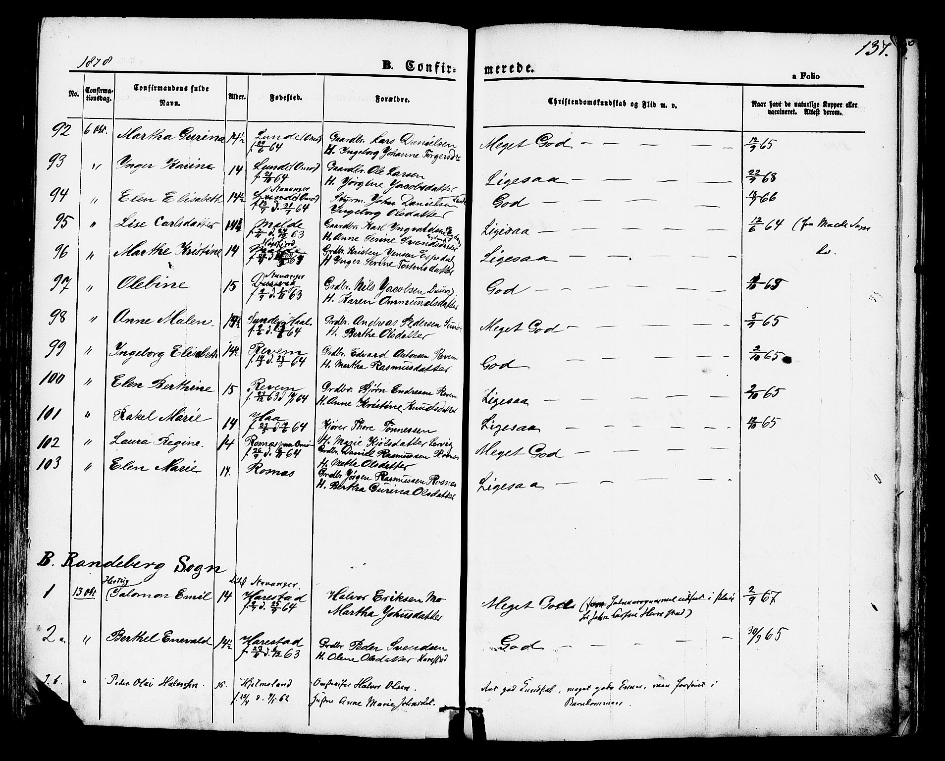 Hetland sokneprestkontor, AV/SAST-A-101826/30/30BA/L0004: Ministerialbok nr. A 4, 1862-1881, s. 137
