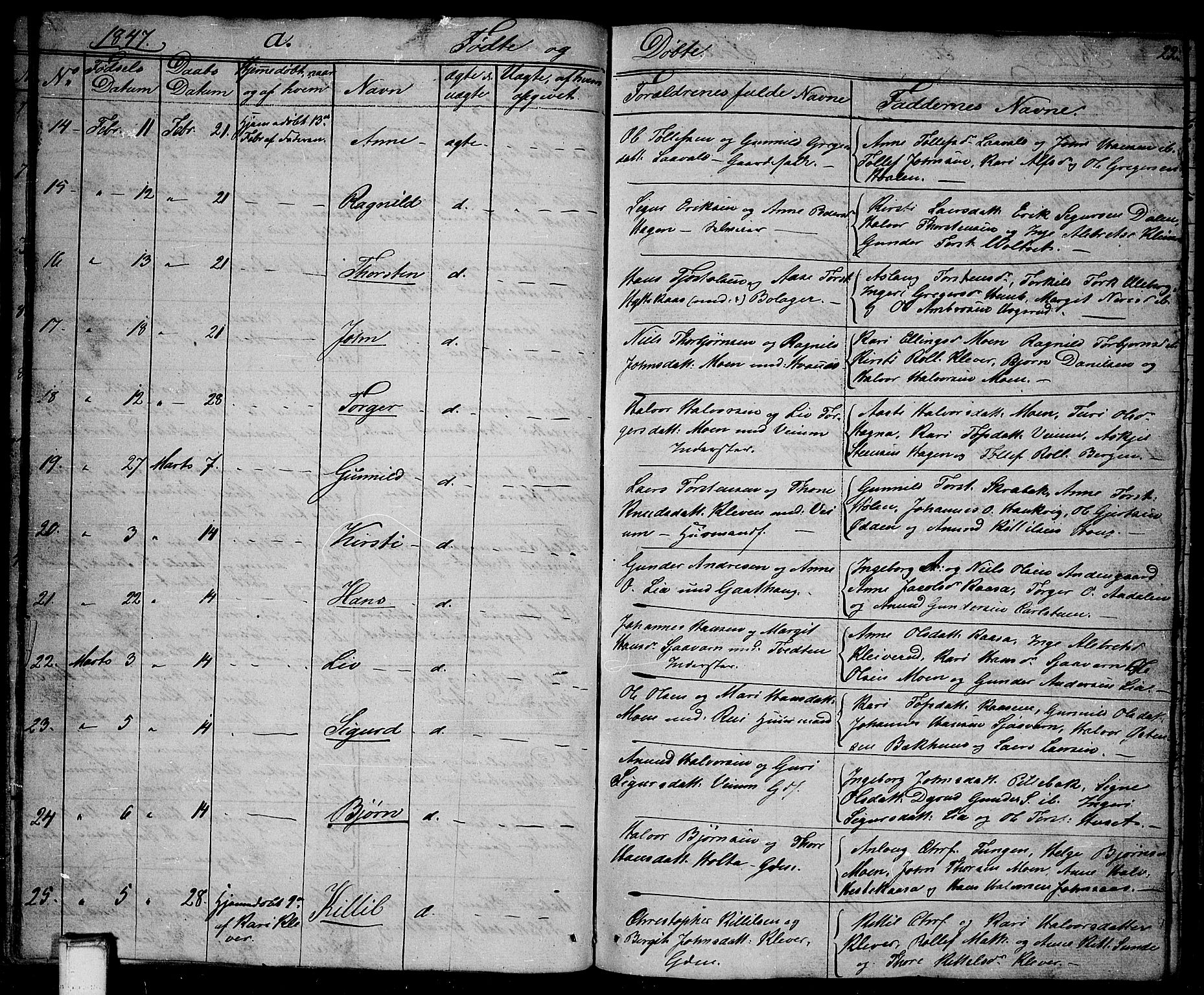 Sauherad kirkebøker, AV/SAKO-A-298/G/Ga/L0002: Klokkerbok nr. I 2, 1842-1866, s. 22