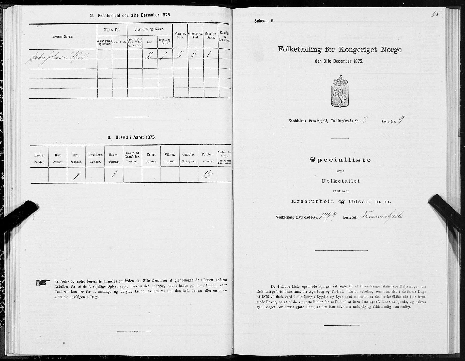 SAT, Folketelling 1875 for 1524P Norddal prestegjeld, 1875, s. 1065