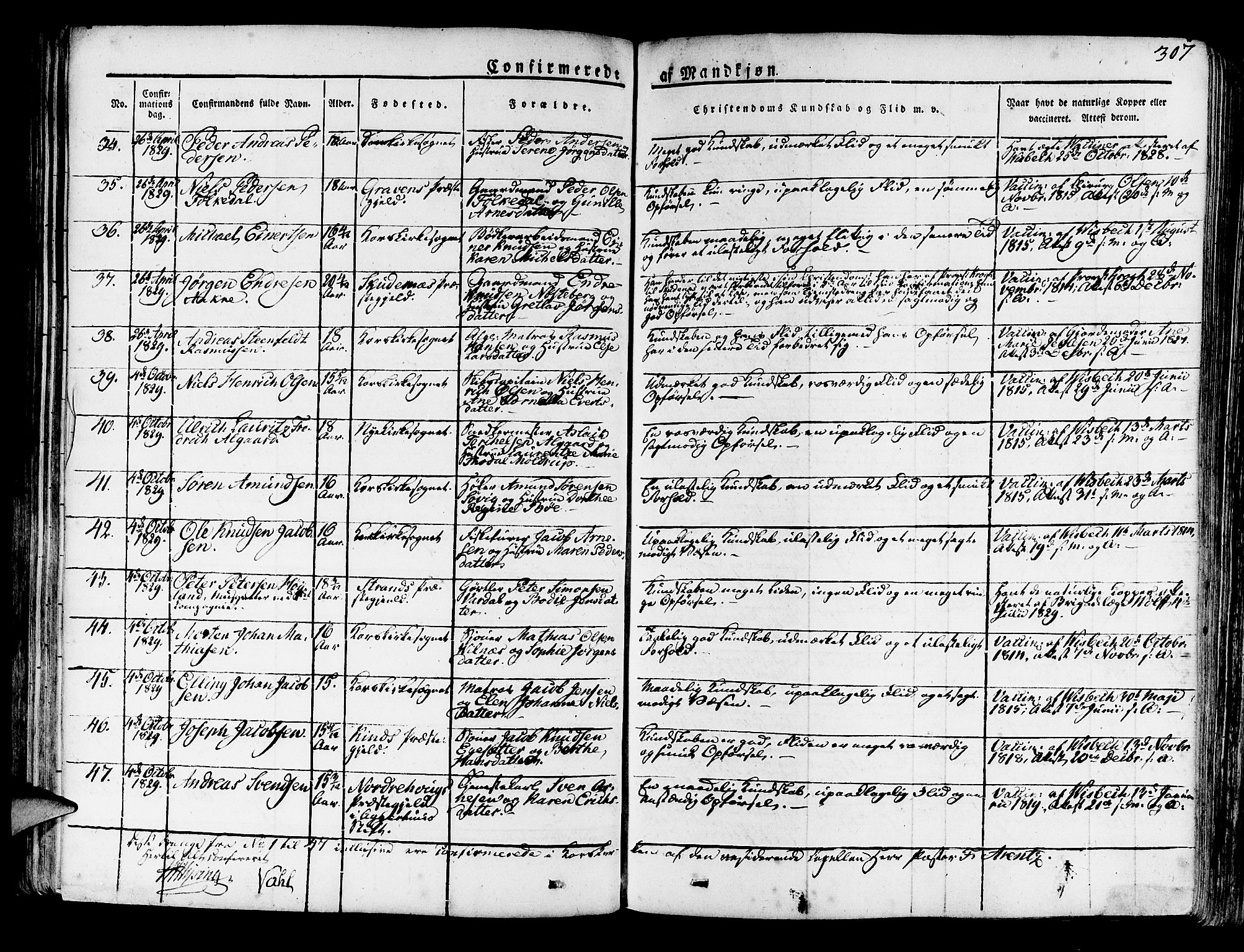 Korskirken sokneprestembete, AV/SAB-A-76101/H/Haa/L0014: Ministerialbok nr. A 14, 1823-1835, s. 307
