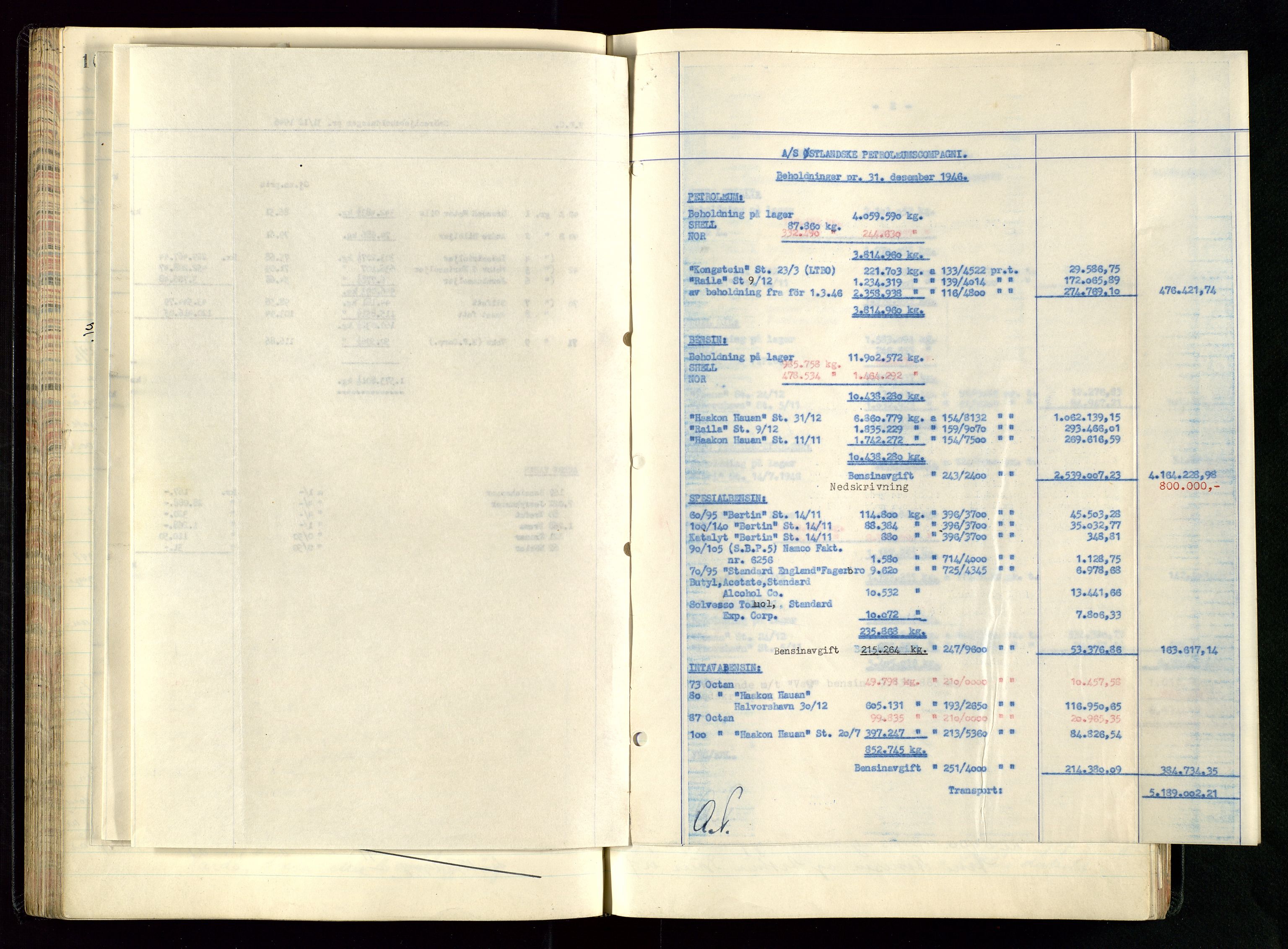 PA 1534 - Østlandske Petroleumscompagni A/S, AV/SAST-A-101954/A/Aa/L0005/0001: Direksjonsprotokoller / Den Administrerende Direksjon alle selskaper (referatprotokoll), 1943-1958