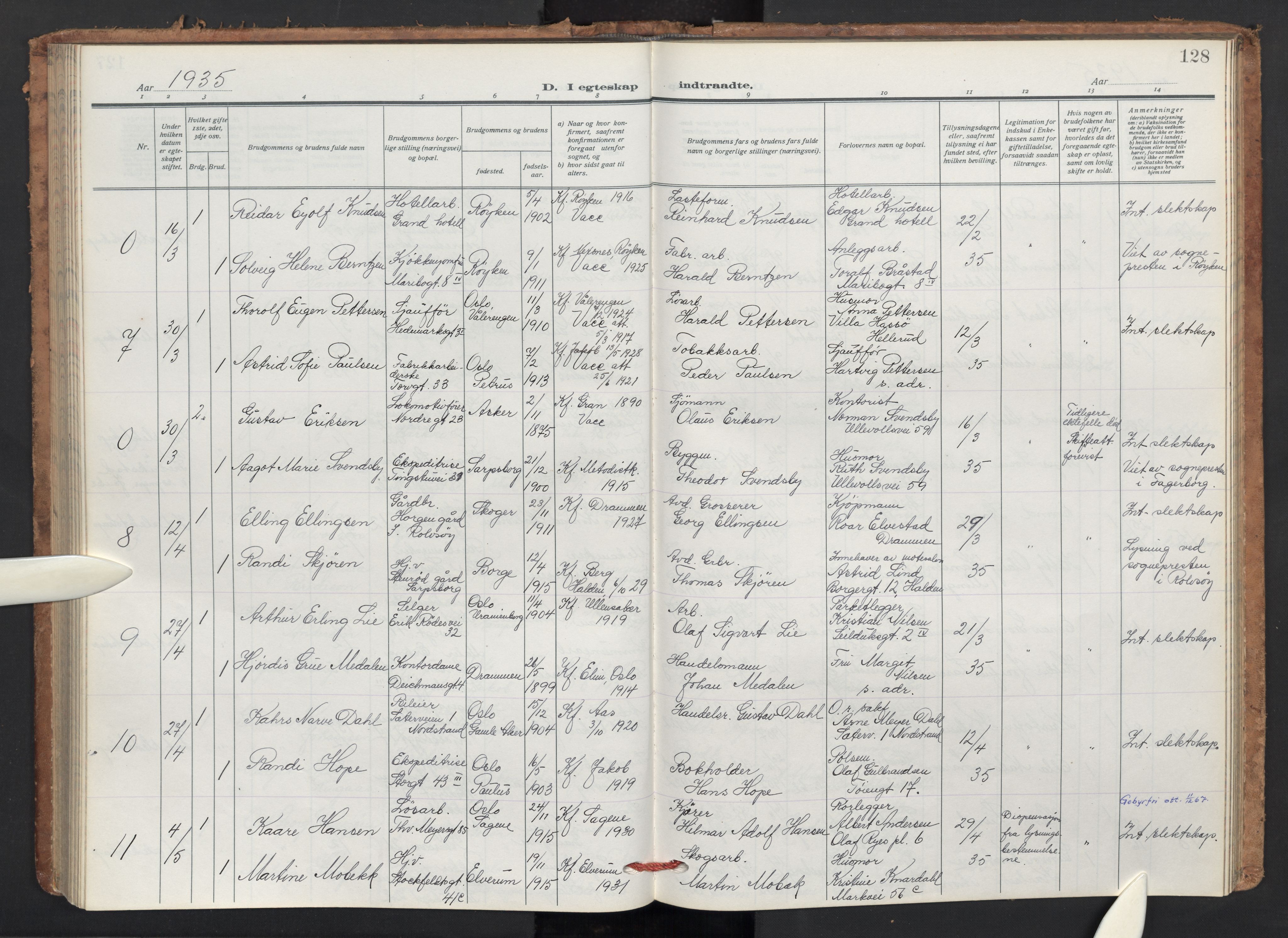 Jakob prestekontor Kirkebøker, AV/SAO-A-10850/F/Fa/L0018: Ministerialbok nr. 18, 1923-1936, s. 128