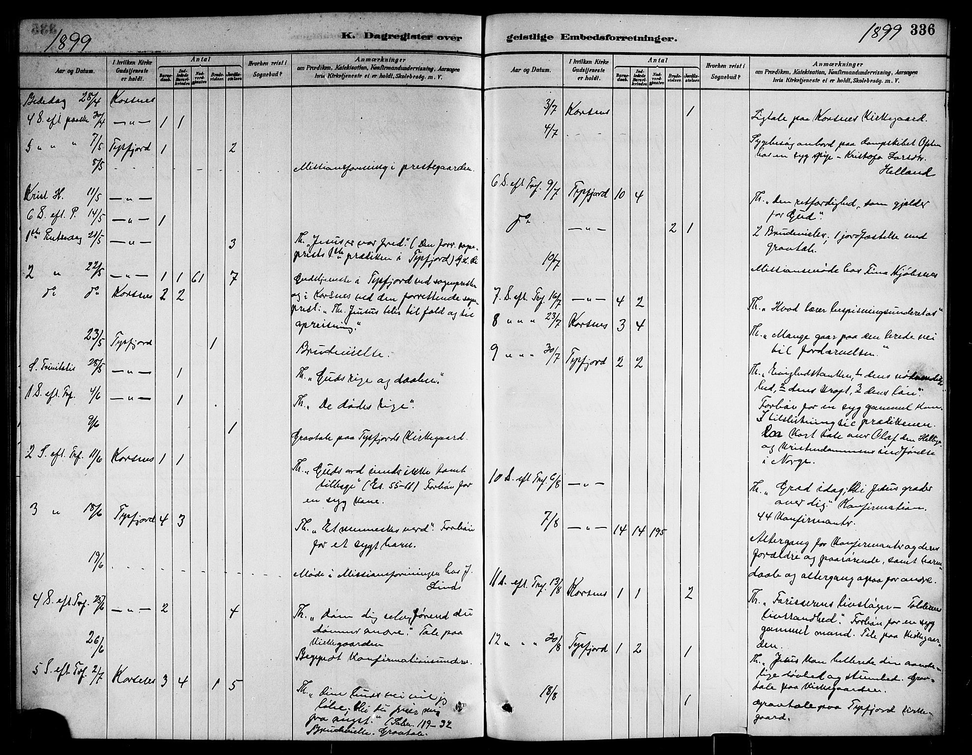 Ministerialprotokoller, klokkerbøker og fødselsregistre - Nordland, AV/SAT-A-1459/861/L0876: Klokkerbok nr. 861C02, 1887-1903, s. 336