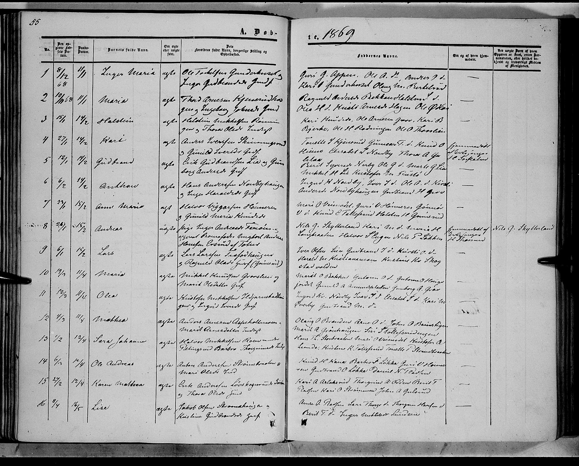 Sør-Aurdal prestekontor, AV/SAH-PREST-128/H/Ha/Haa/L0007: Ministerialbok nr. 7, 1849-1876, s. 55