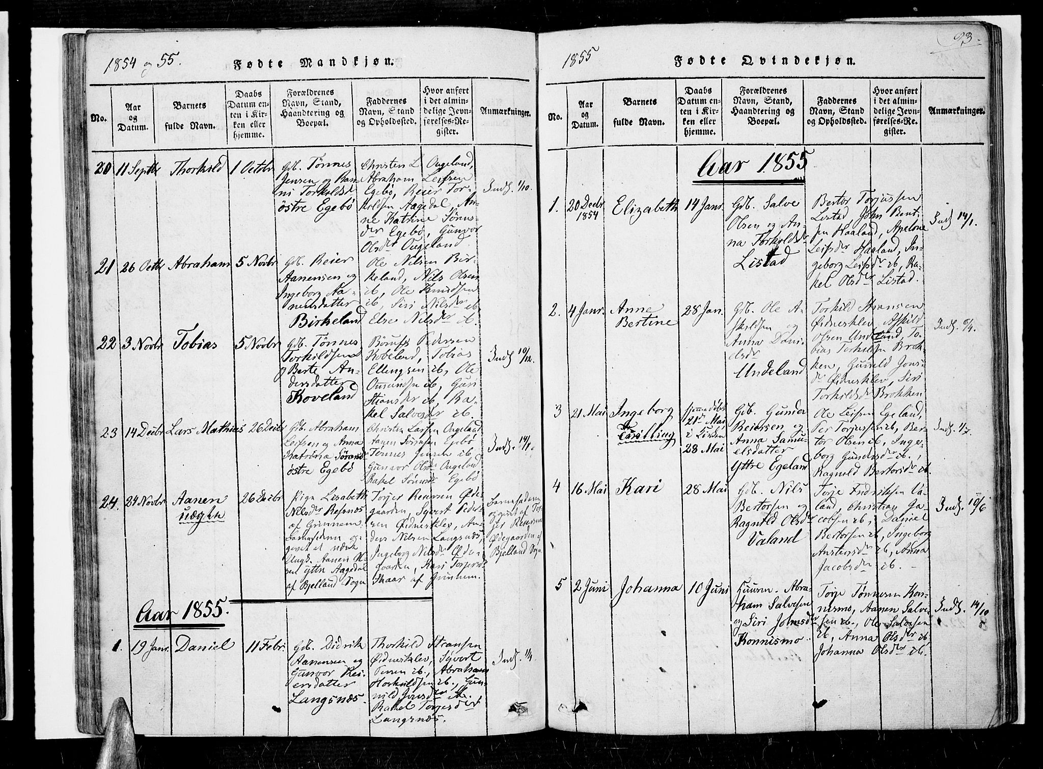 Nord-Audnedal sokneprestkontor, AV/SAK-1111-0032/F/Fa/Faa/L0001: Ministerialbok nr. A 1, 1815-1856, s. 93