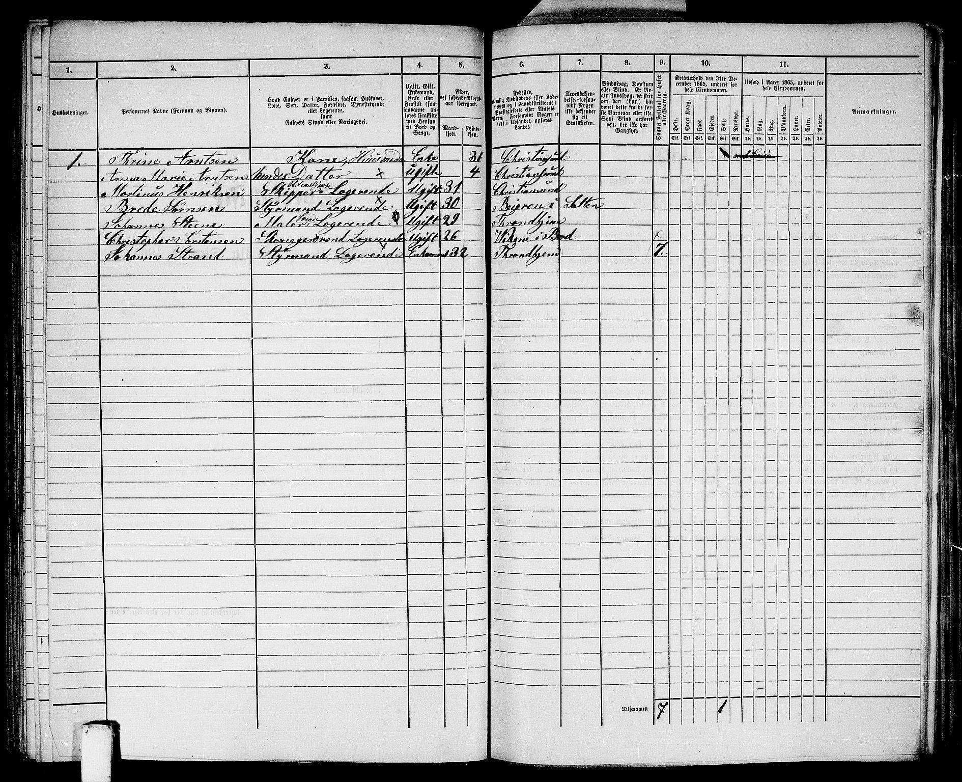 RA, Folketelling 1865 for 1503B Kristiansund prestegjeld, Kristiansund kjøpstad, 1865, s. 335