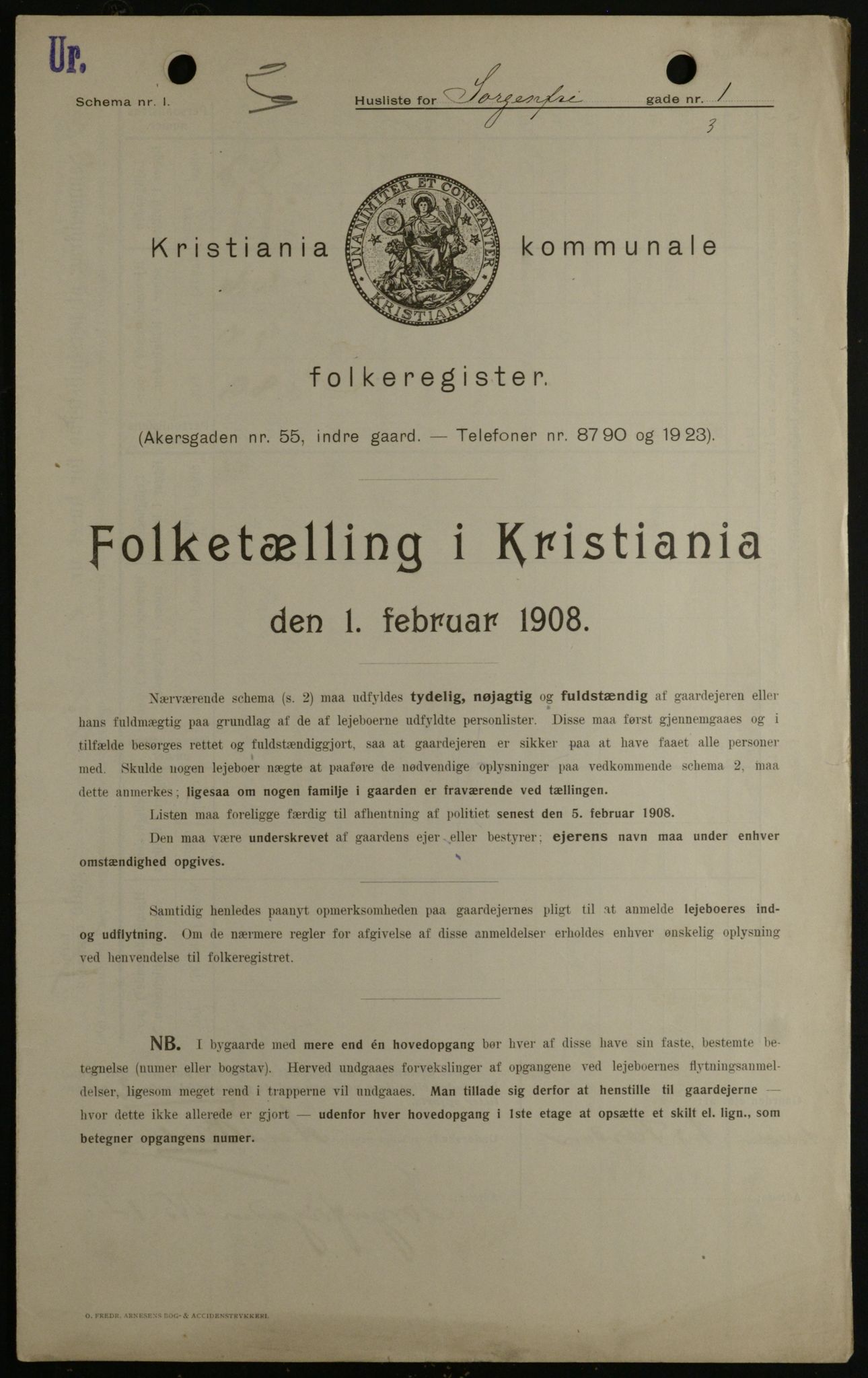 OBA, Kommunal folketelling 1.2.1908 for Kristiania kjøpstad, 1908, s. 89890