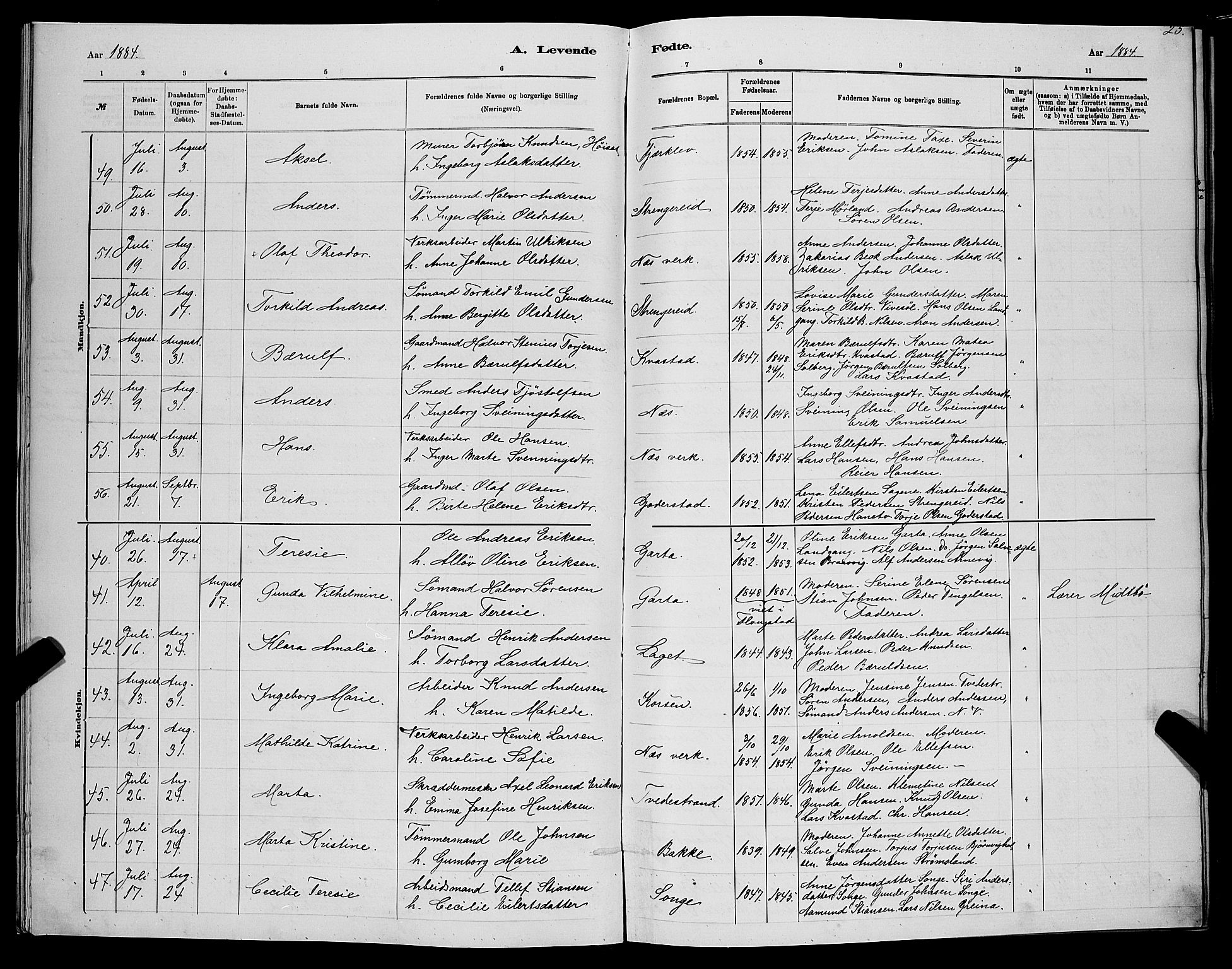 Holt sokneprestkontor, AV/SAK-1111-0021/F/Fb/L0010: Klokkerbok nr. B 10, 1883-1896, s. 23