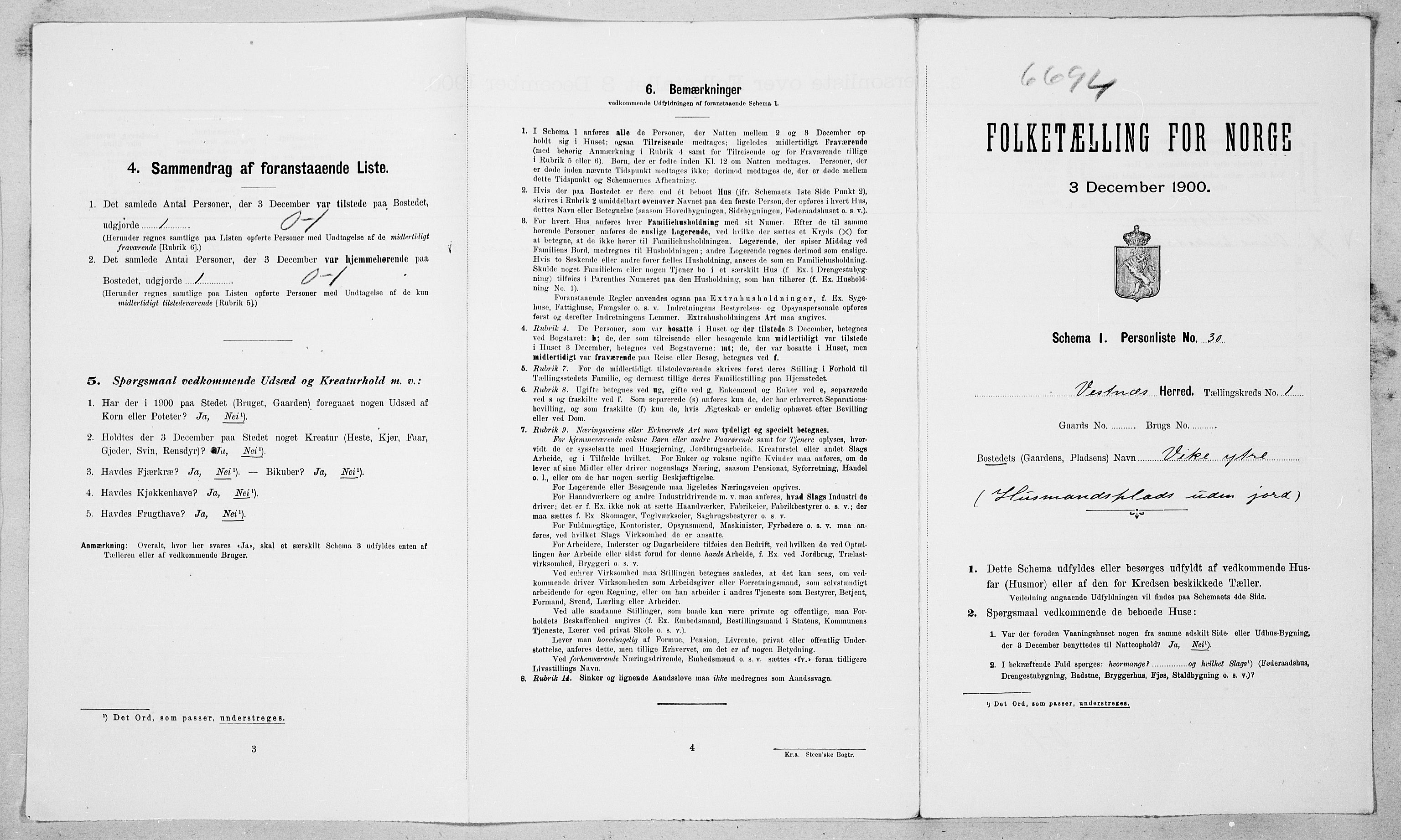 SAT, Folketelling 1900 for 1535 Vestnes herred, 1900, s. 116