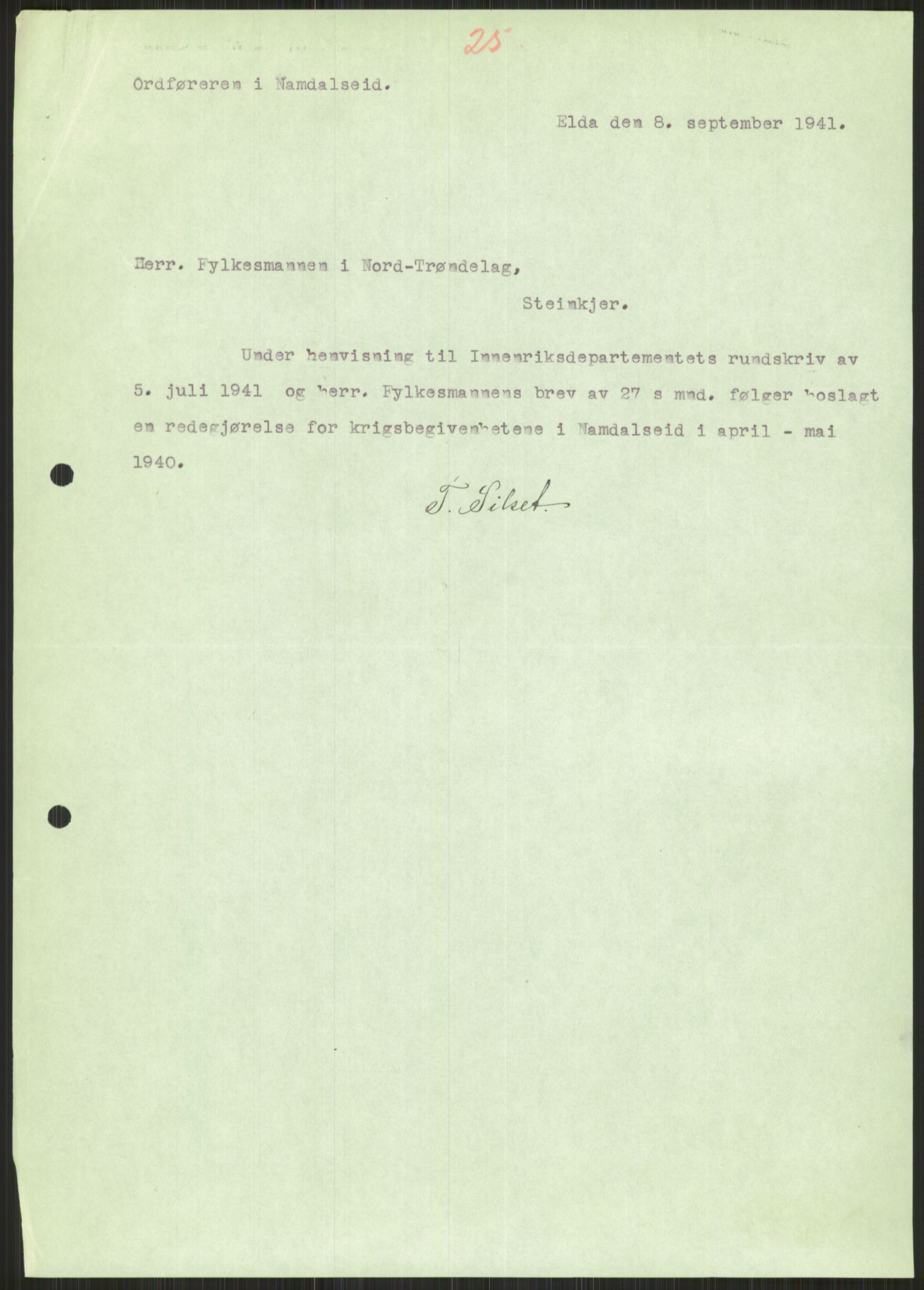 Forsvaret, Forsvarets krigshistoriske avdeling, AV/RA-RAFA-2017/Y/Ya/L0016: II-C-11-31 - Fylkesmenn.  Rapporter om krigsbegivenhetene 1940., 1940, s. 508