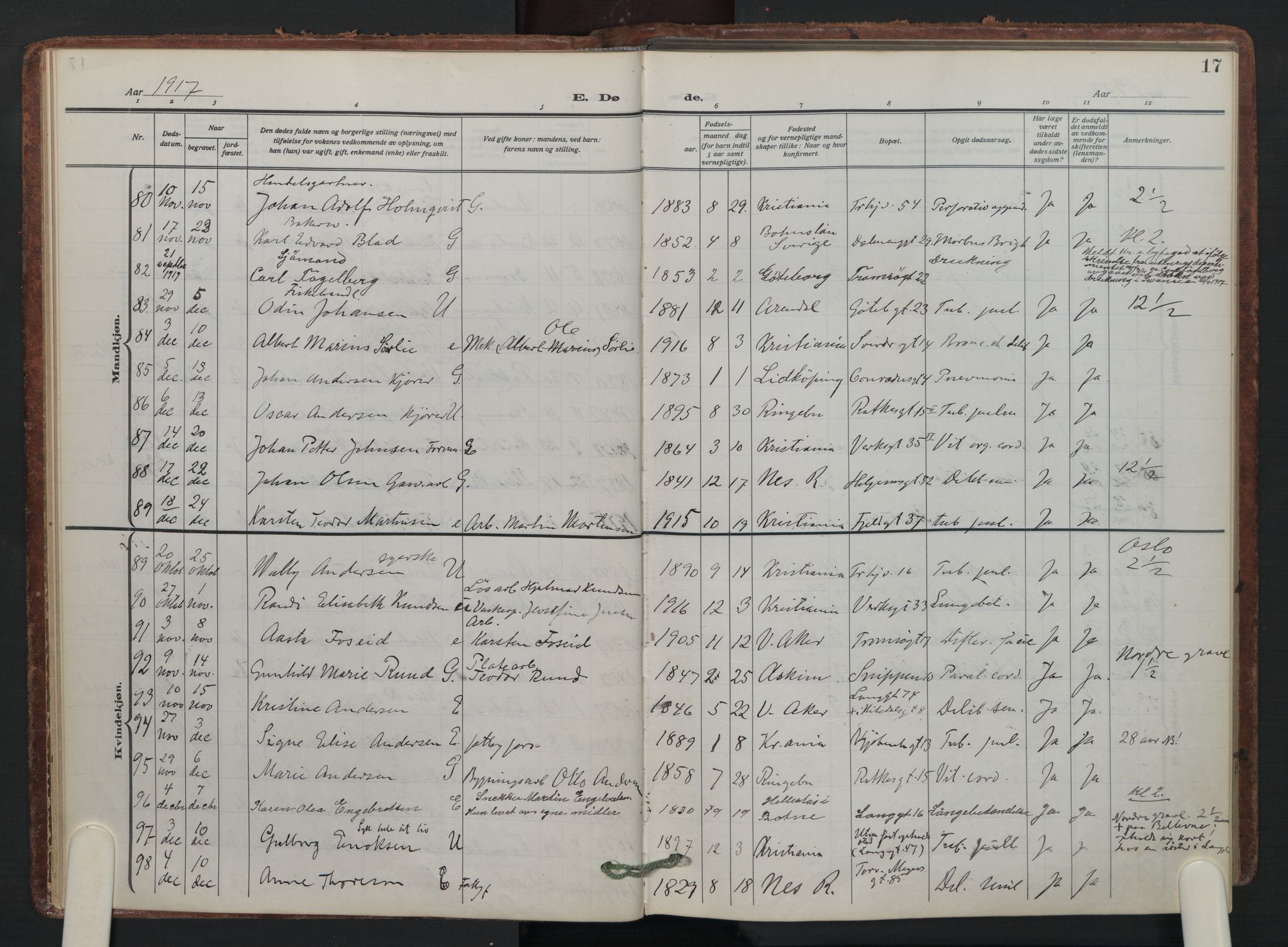 Petrus prestekontor Kirkebøker, AV/SAO-A-10872/F/Fa/L0014: Ministerialbok nr. 14, 1916-1937, s. 17