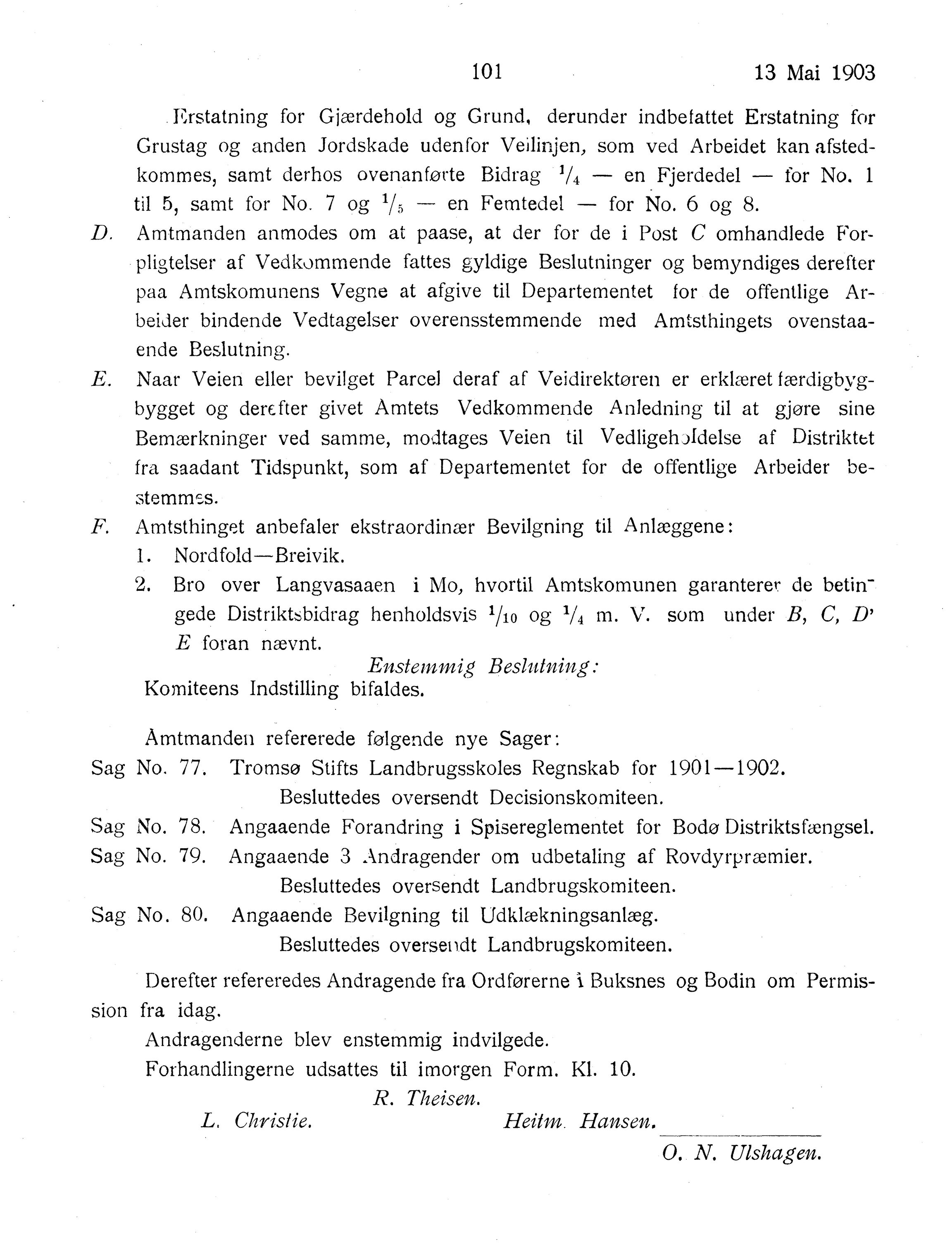 Nordland Fylkeskommune. Fylkestinget, AIN/NFK-17/176/A/Ac/L0026: Fylkestingsforhandlinger 1903, 1903