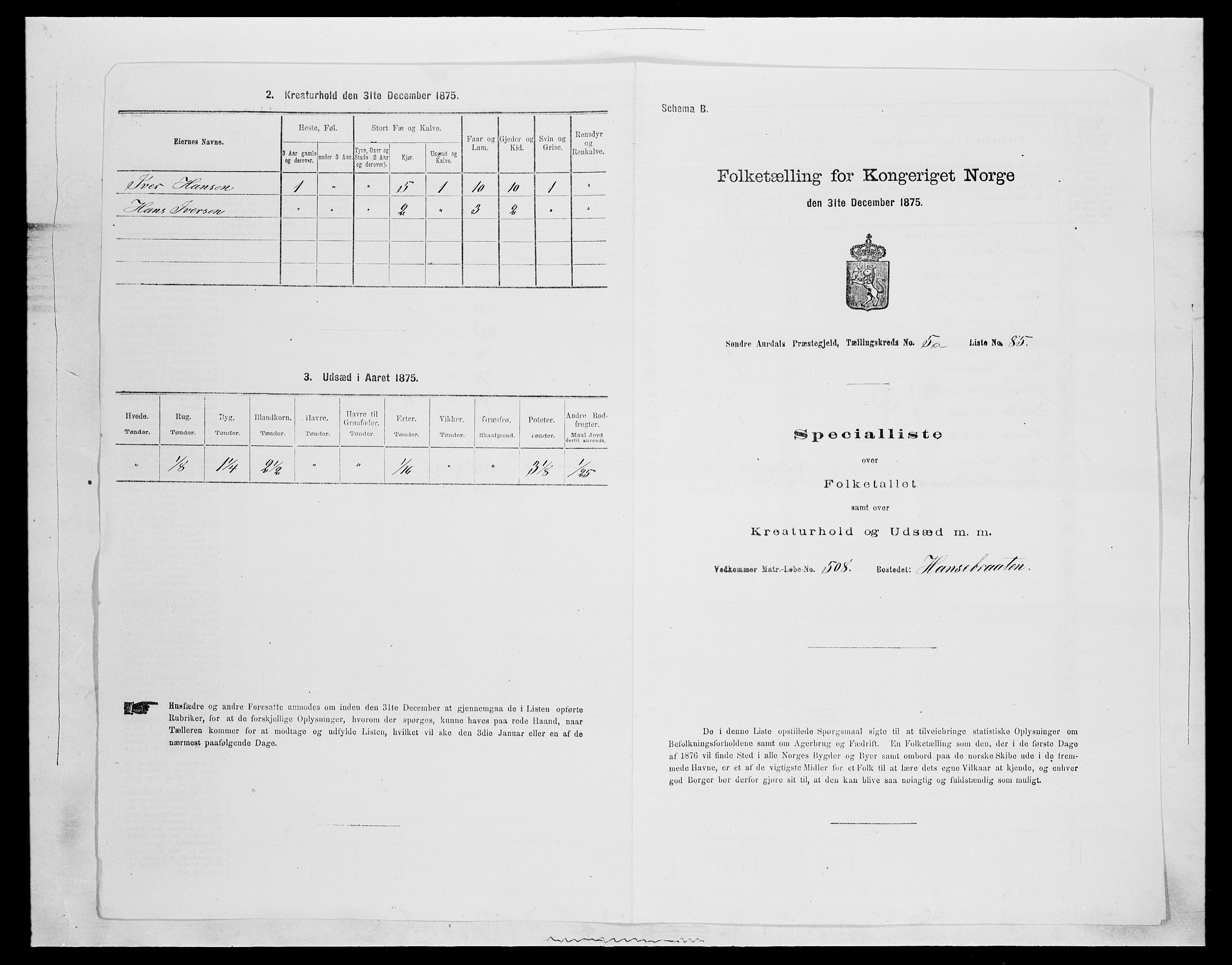 SAH, Folketelling 1875 for 0540P Sør-Aurdal prestegjeld, 1875, s. 912