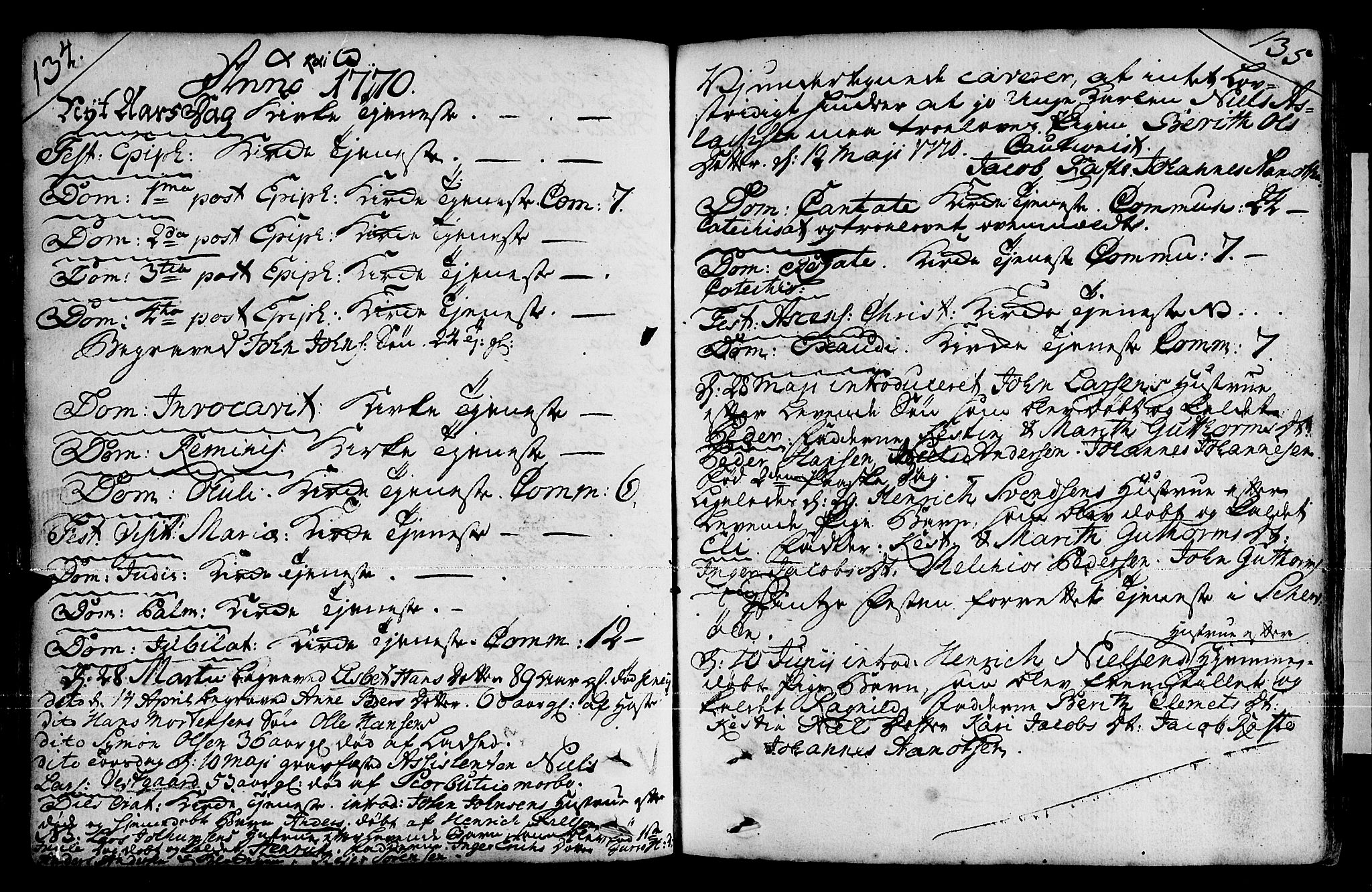 Loppa sokneprestkontor, AV/SATØ-S-1339/H/Ha/L0001kirke: Ministerialbok nr. 1 /1, 1753-1784, s. 134-135
