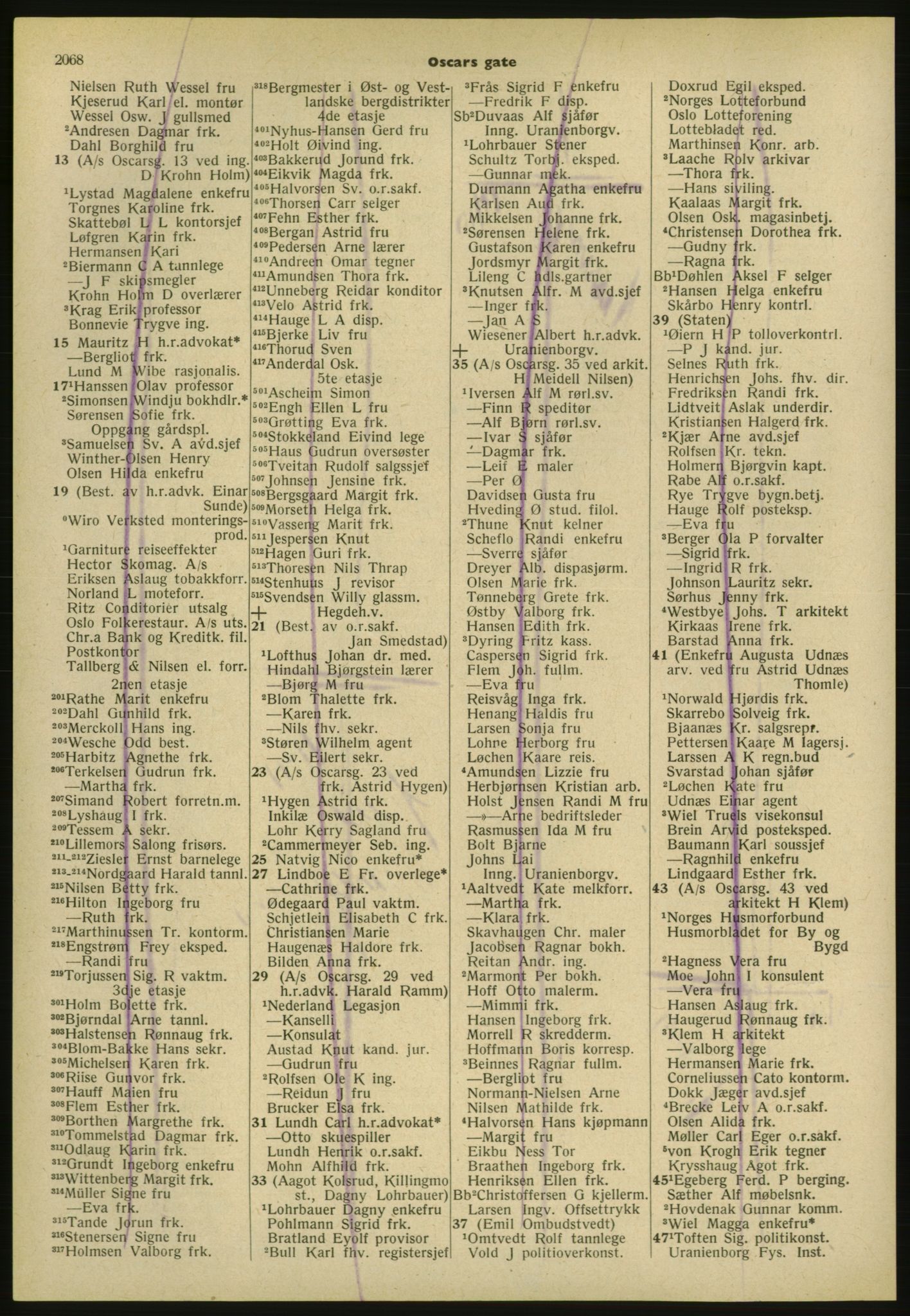 Kristiania/Oslo adressebok, PUBL/-, 1952, s. 2068