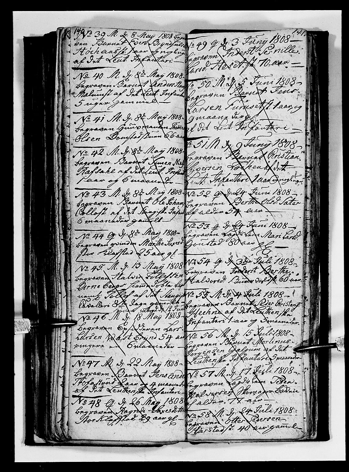 Romedal prestekontor, AV/SAH-PREST-004/L/L0004: Klokkerbok nr. 4, 1807-1814, s. 140-141