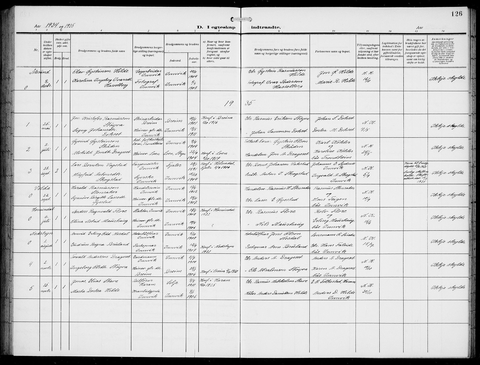 Innvik sokneprestembete, AV/SAB-A-80501: Klokkerbok nr. A 4, 1913-1936, s. 126