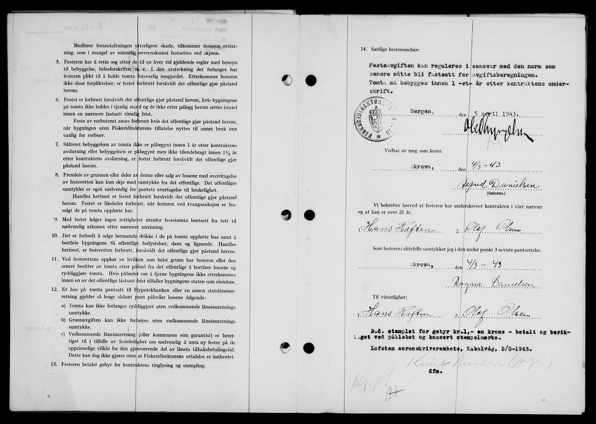 Lofoten sorenskriveri, SAT/A-0017/1/2/2C/L0011a: Pantebok nr. 11a, 1943-1943, Dagboknr: 581/1943