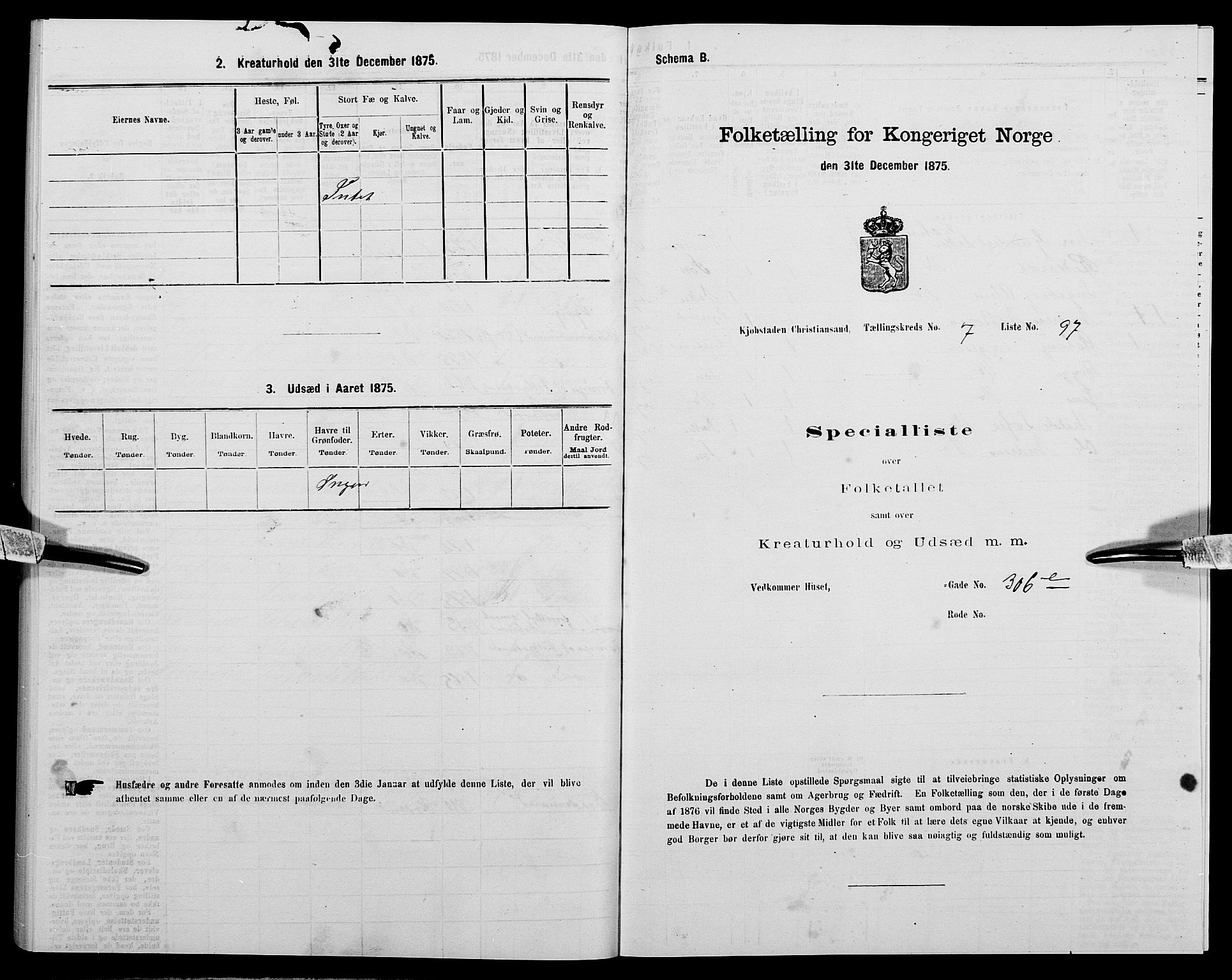 SAK, Folketelling 1875 for 1001P Kristiansand prestegjeld, 1875, s. 1195