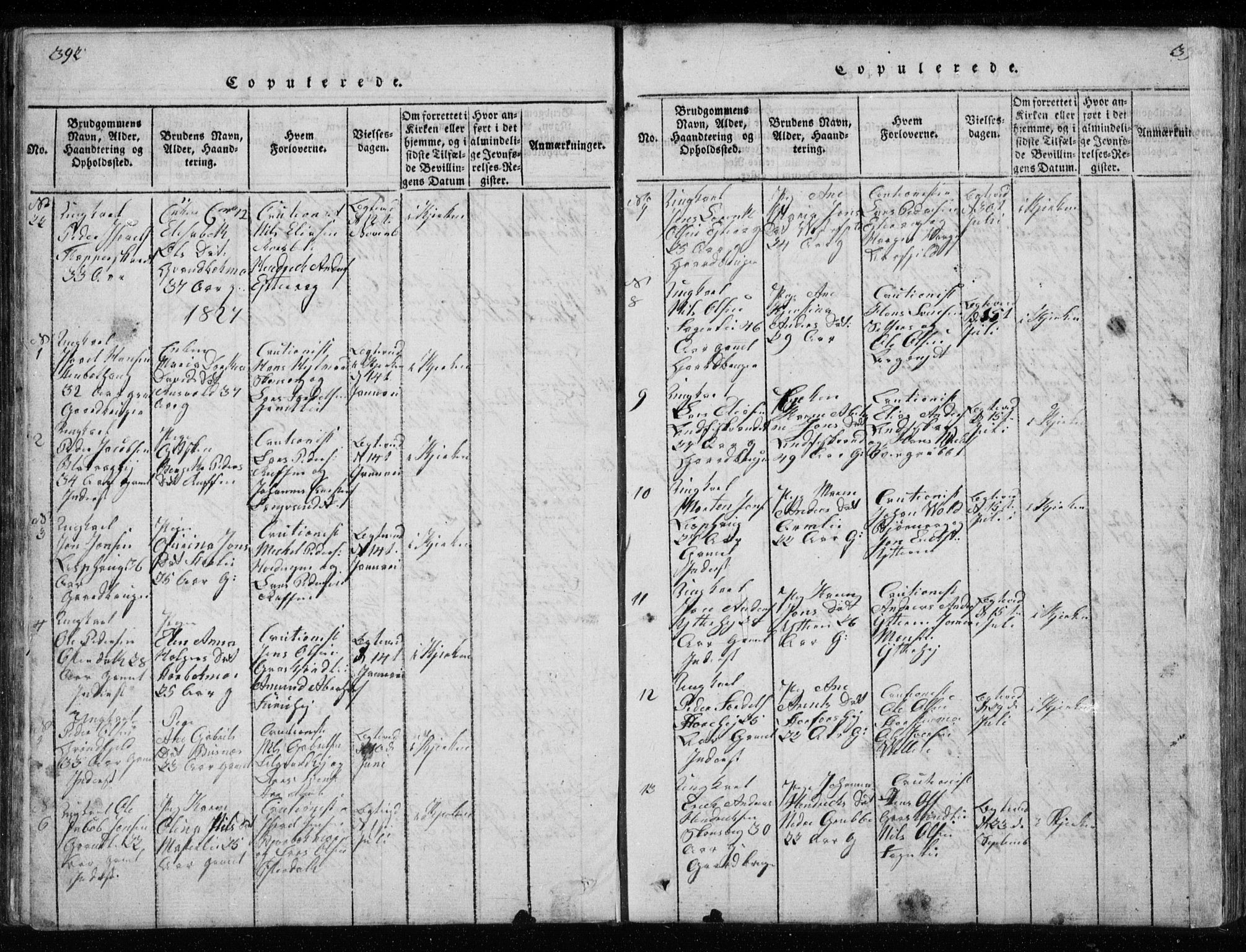 Ministerialprotokoller, klokkerbøker og fødselsregistre - Nordland, AV/SAT-A-1459/827/L0412: Klokkerbok nr. 827C01, 1820-1841, s. 392-393