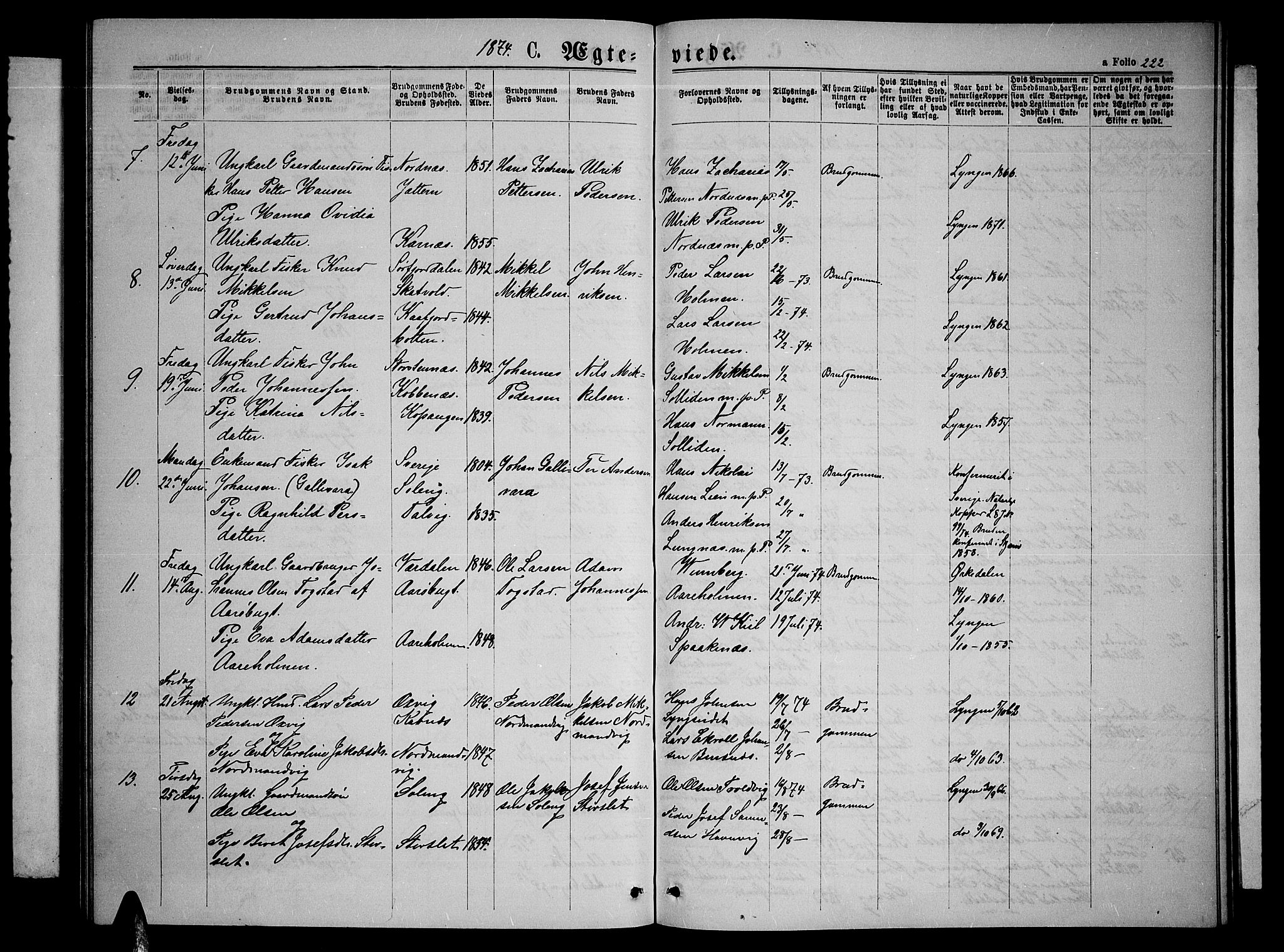 Lyngen sokneprestembete, AV/SATØ-S-1289/H/He/Heb/L0004klokker: Klokkerbok nr. 4, 1868-1878, s. 222