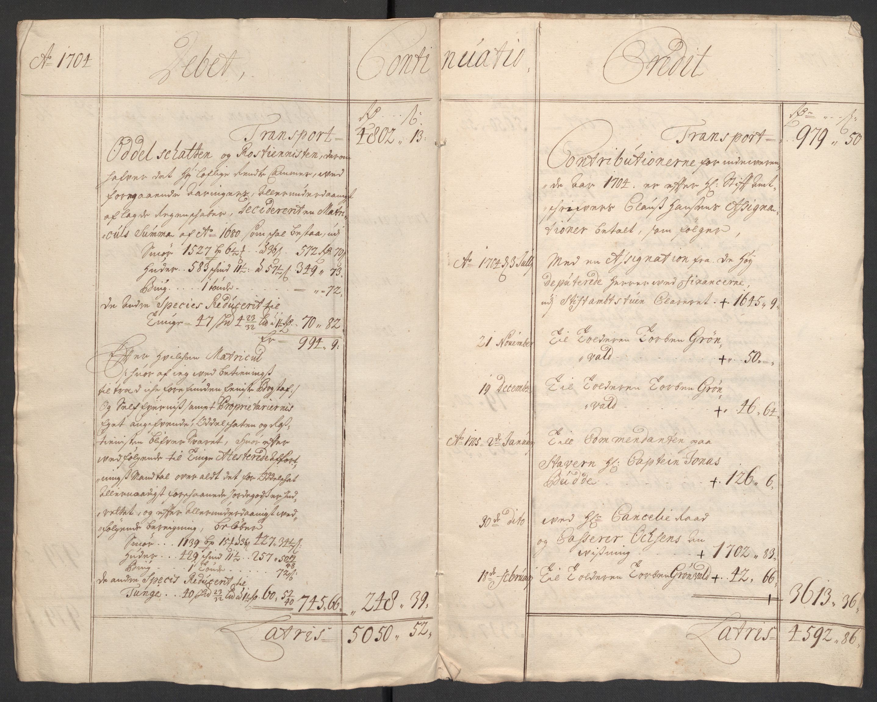 Rentekammeret inntil 1814, Reviderte regnskaper, Fogderegnskap, AV/RA-EA-4092/R33/L1978: Fogderegnskap Larvik grevskap, 1704-1705, s. 5