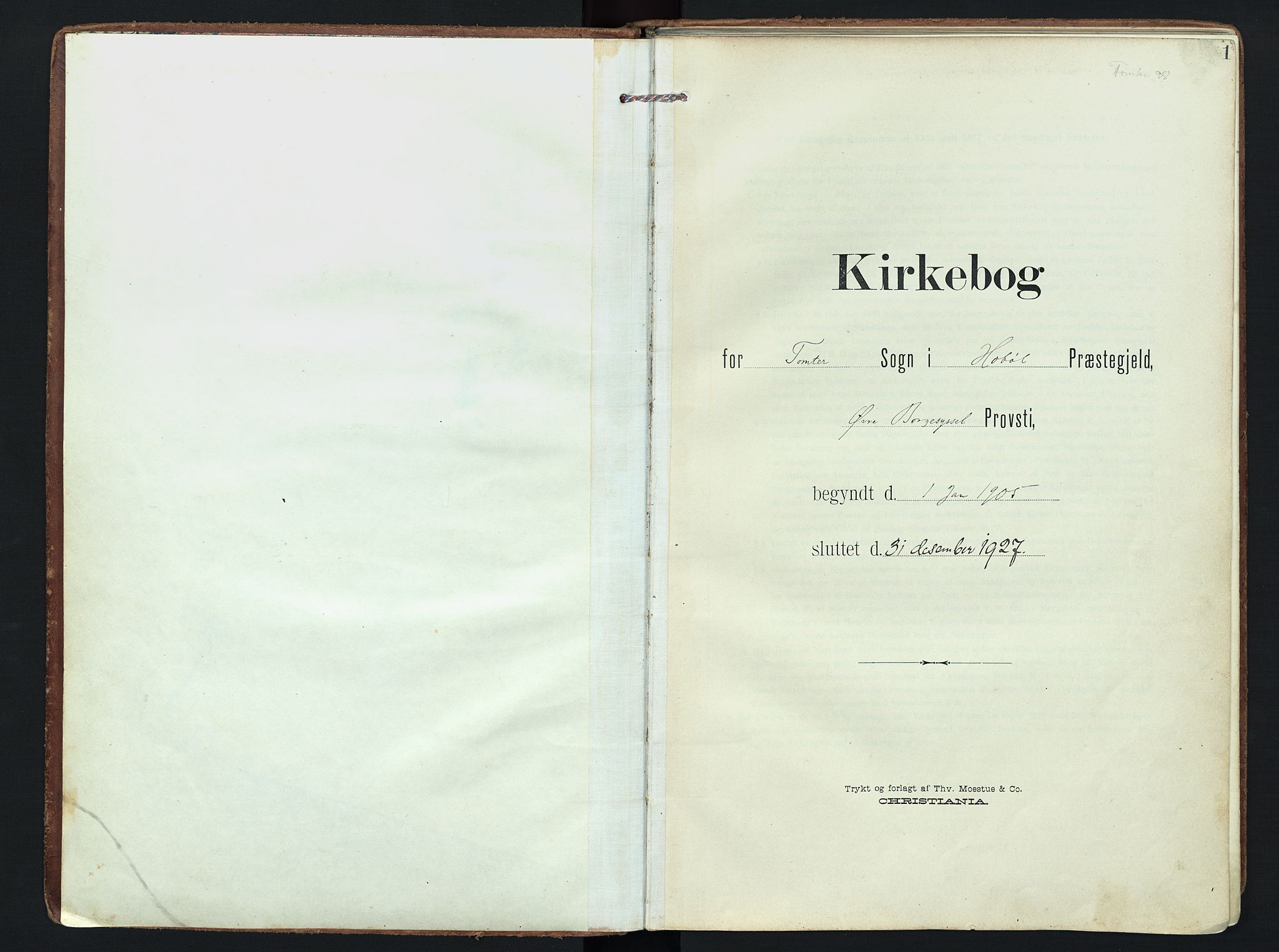 Hobøl prestekontor Kirkebøker, SAO/A-2002/F/Fb/L0002: Ministerialbok nr. II 2, 1905-1927, s. 1