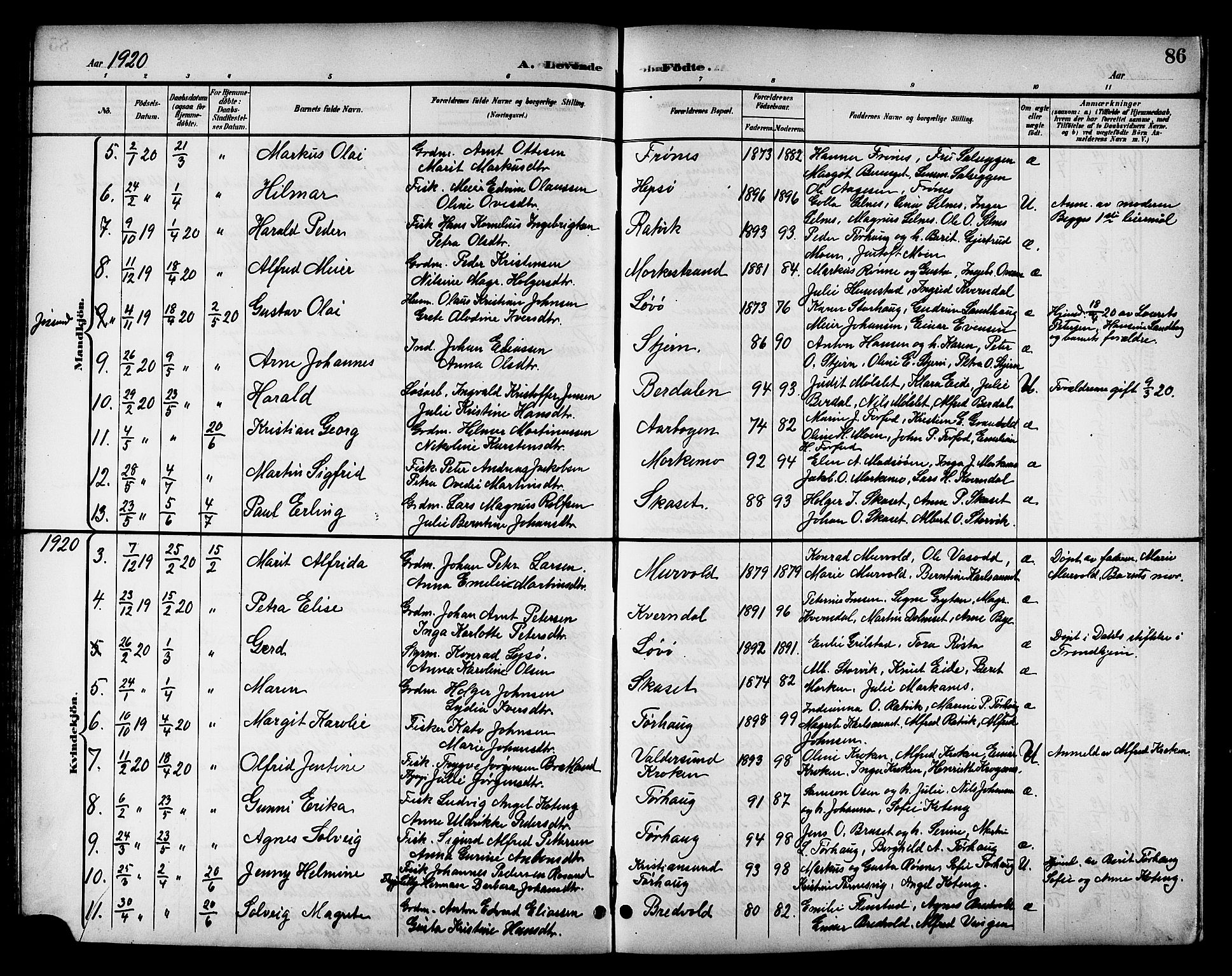 Ministerialprotokoller, klokkerbøker og fødselsregistre - Sør-Trøndelag, AV/SAT-A-1456/655/L0688: Klokkerbok nr. 655C04, 1899-1922, s. 86