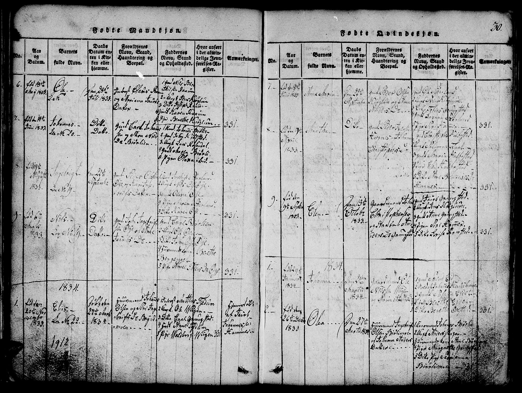 Ministerialprotokoller, klokkerbøker og fødselsregistre - Nord-Trøndelag, AV/SAT-A-1458/765/L0562: Klokkerbok nr. 765C01, 1817-1851, s. 30