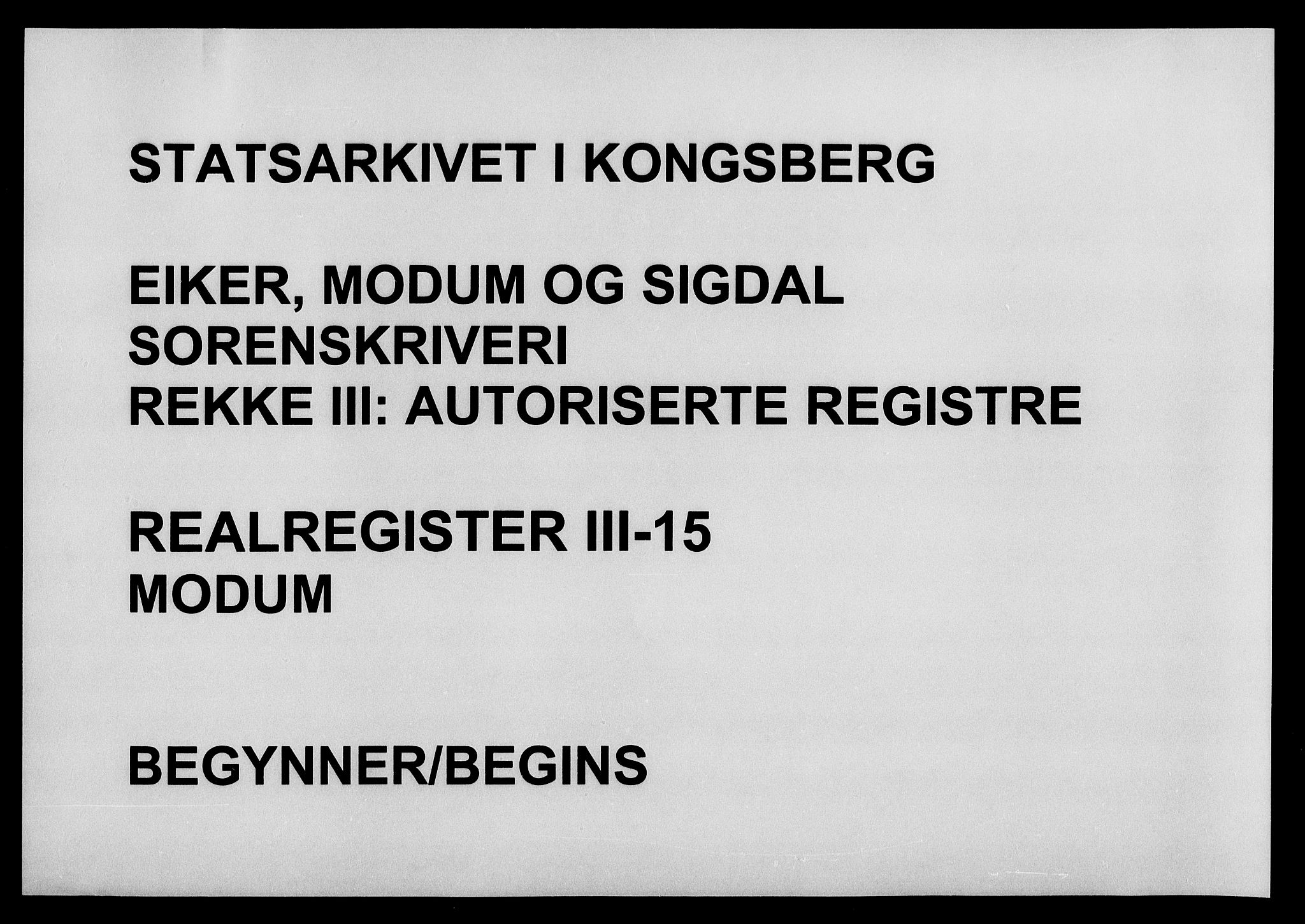 Eiker, Modum og Sigdal sorenskriveri, SAKO/A-123/G/Gb/Gbc/L0015: Panteregister nr. III 15
