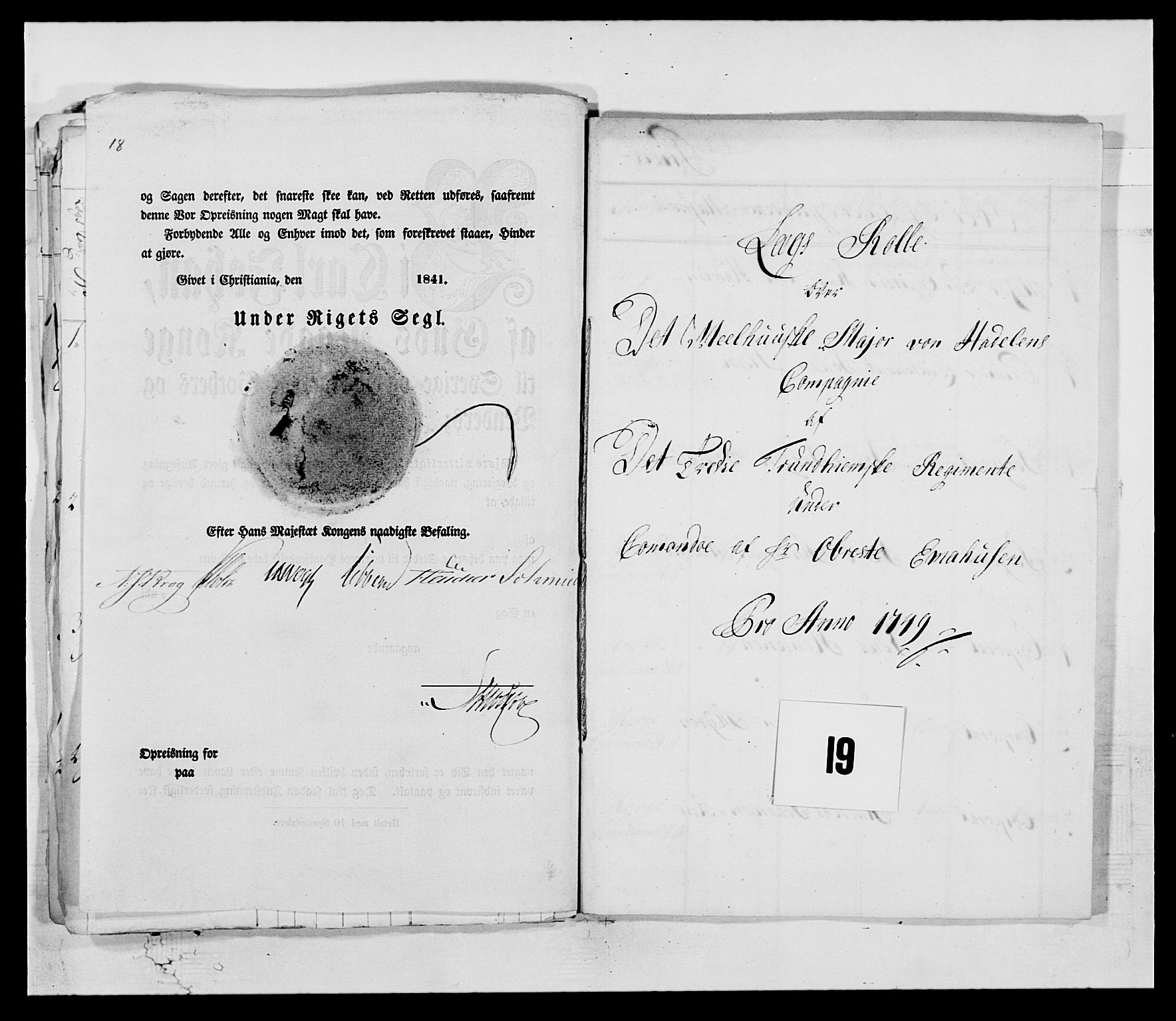 Kommanderende general (KG I) med Det norske krigsdirektorium, AV/RA-EA-5419/E/Ea/L0514: 3. Trondheimske regiment, 1737-1749, s. 293