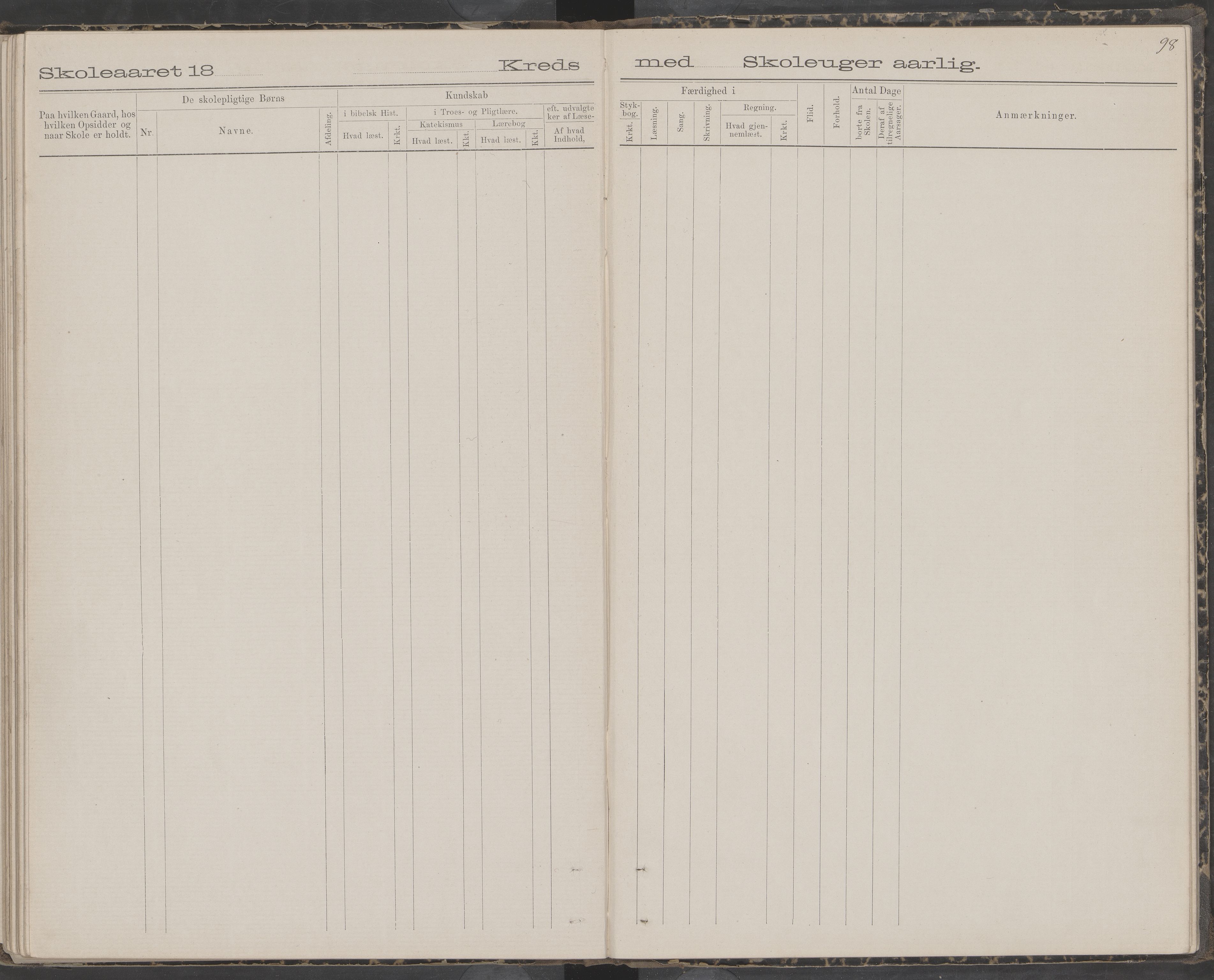 Dønna kommune. Snekkevik skolekrets, AIN/K-18270.510.07/442/L0002: Skoleprotokoll, 1888-1893