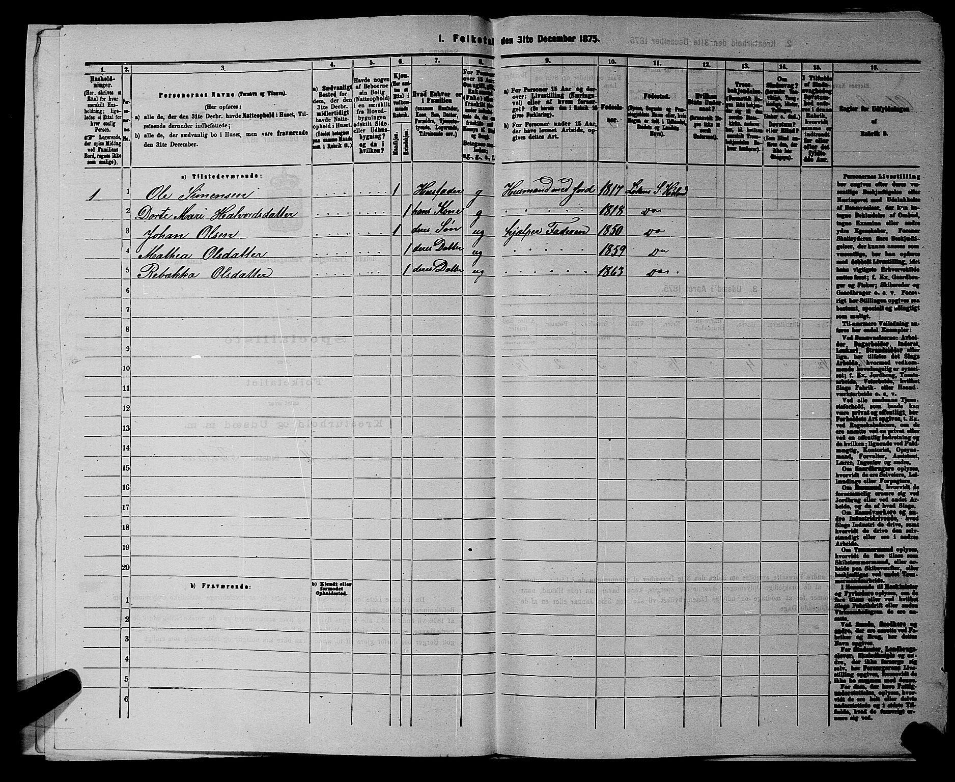 RA, Folketelling 1875 for 0221P Høland prestegjeld, 1875, s. 430