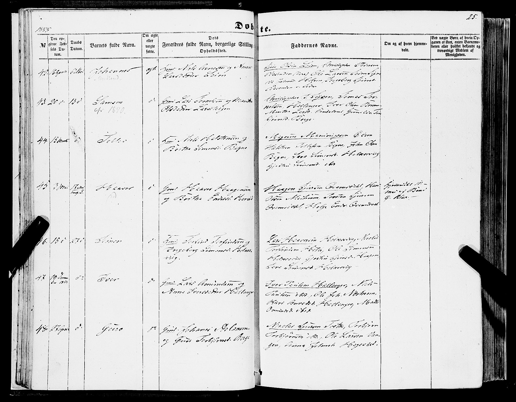 Ulvik sokneprestembete, AV/SAB-A-78801/H/Haa: Ministerialbok nr. A 13, 1853-1863, s. 25