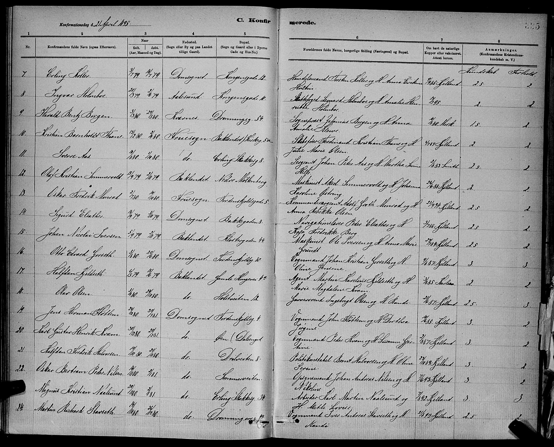 Ministerialprotokoller, klokkerbøker og fødselsregistre - Sør-Trøndelag, SAT/A-1456/601/L0092: Klokkerbok nr. 601C10, 1884-1897, s. 335