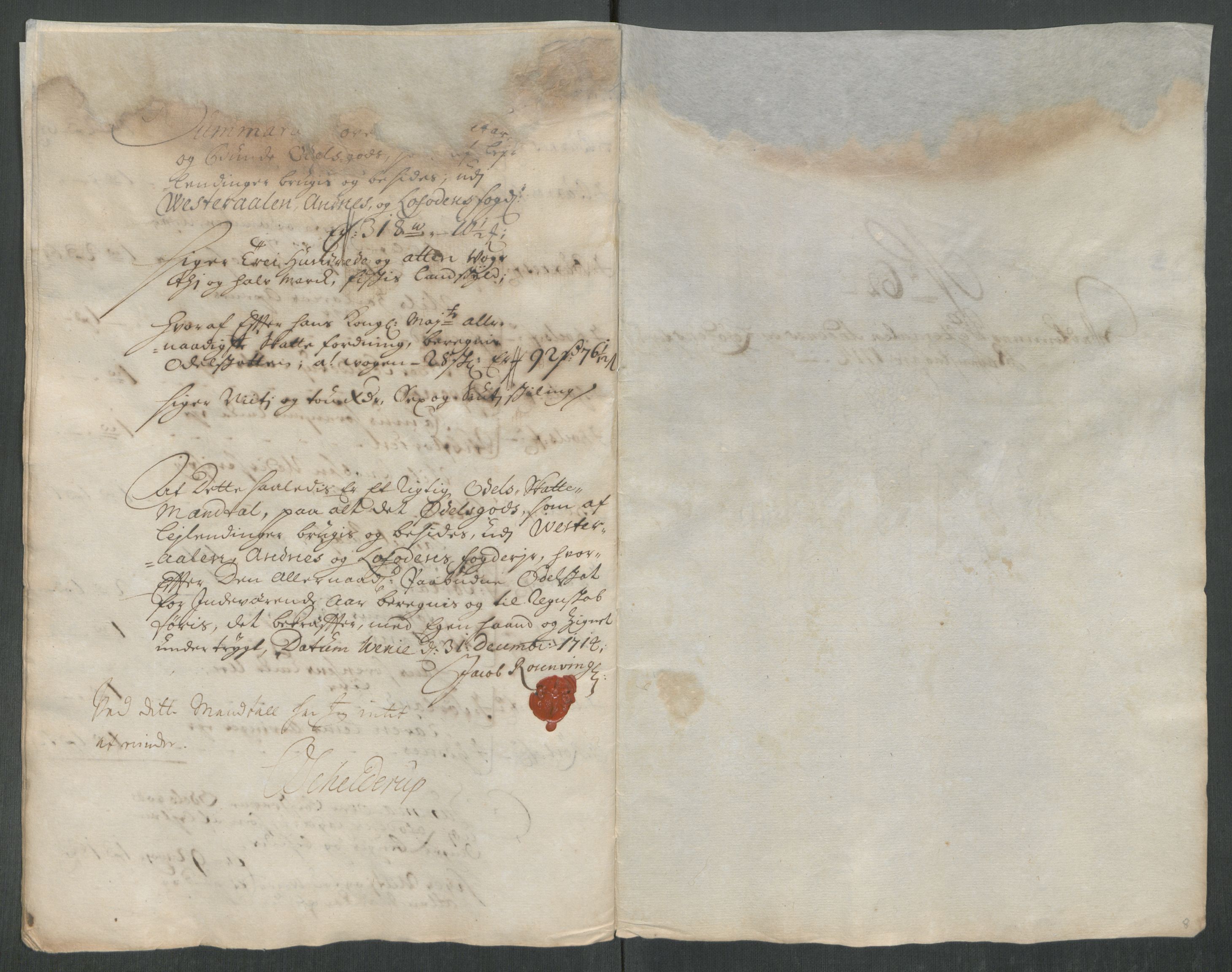 Rentekammeret inntil 1814, Reviderte regnskaper, Fogderegnskap, AV/RA-EA-4092/R67/L4680: Fogderegnskap Vesterålen, Andenes og Lofoten, 1714, s. 288