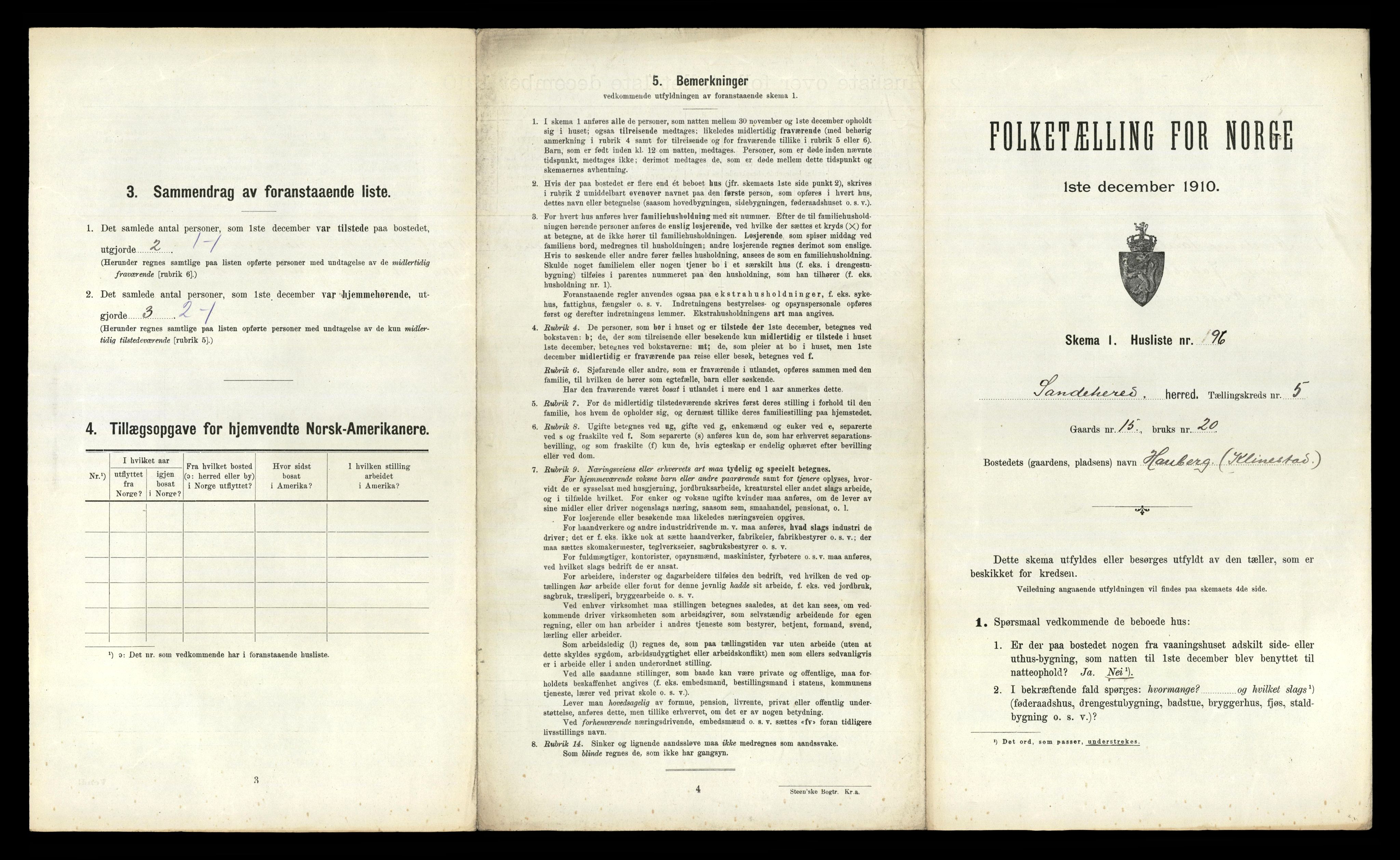 RA, Folketelling 1910 for 0724 Sandeherred herred, 1910, s. 999